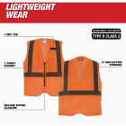 Milwaukee ANSI Class 2 High Vis Orange Mesh Safety Vest, Large/XL Image 3