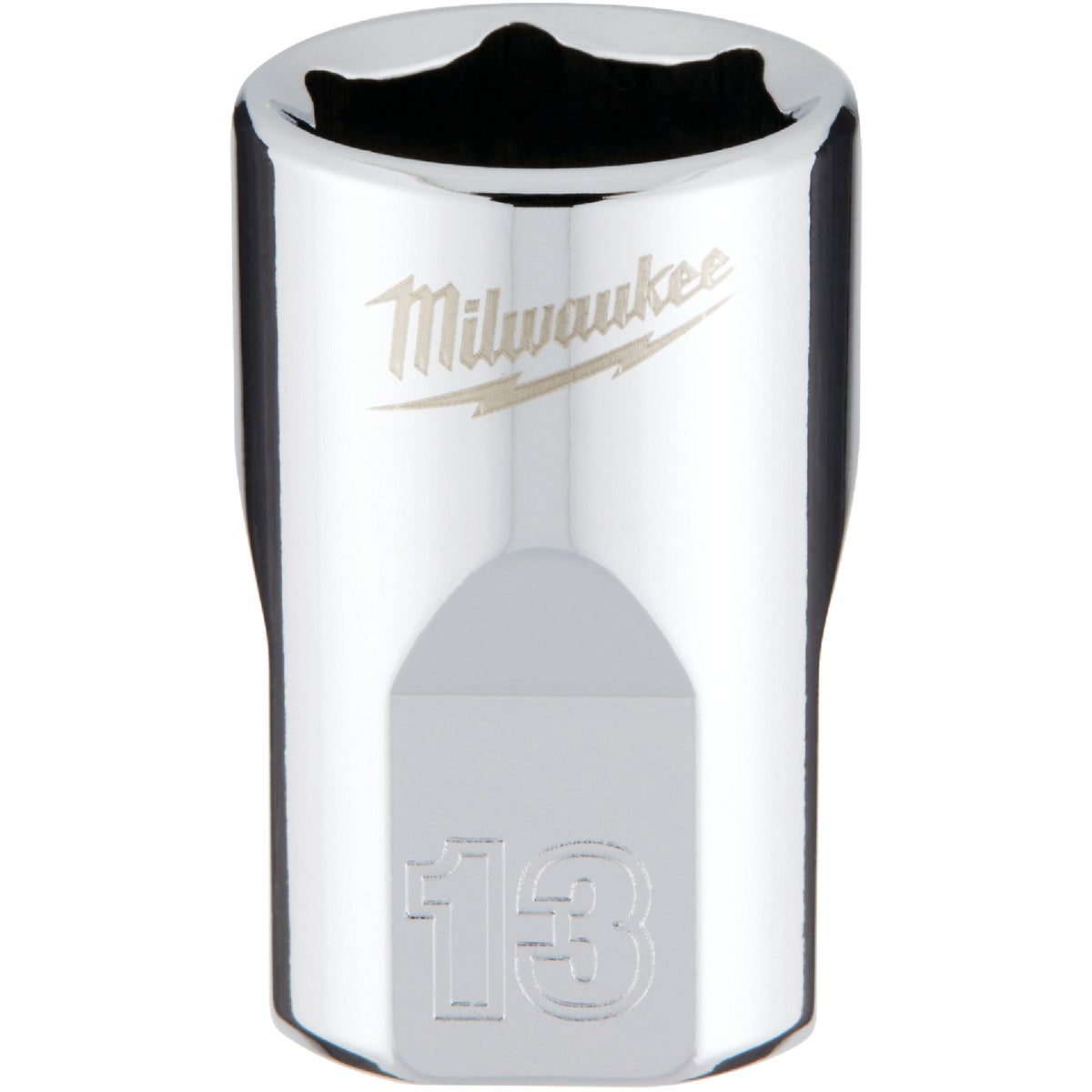 Milwaukee 3/8 In. Drive 13 mm 6-Point Shallow Metric Socket with FOUR FLAT Sides
