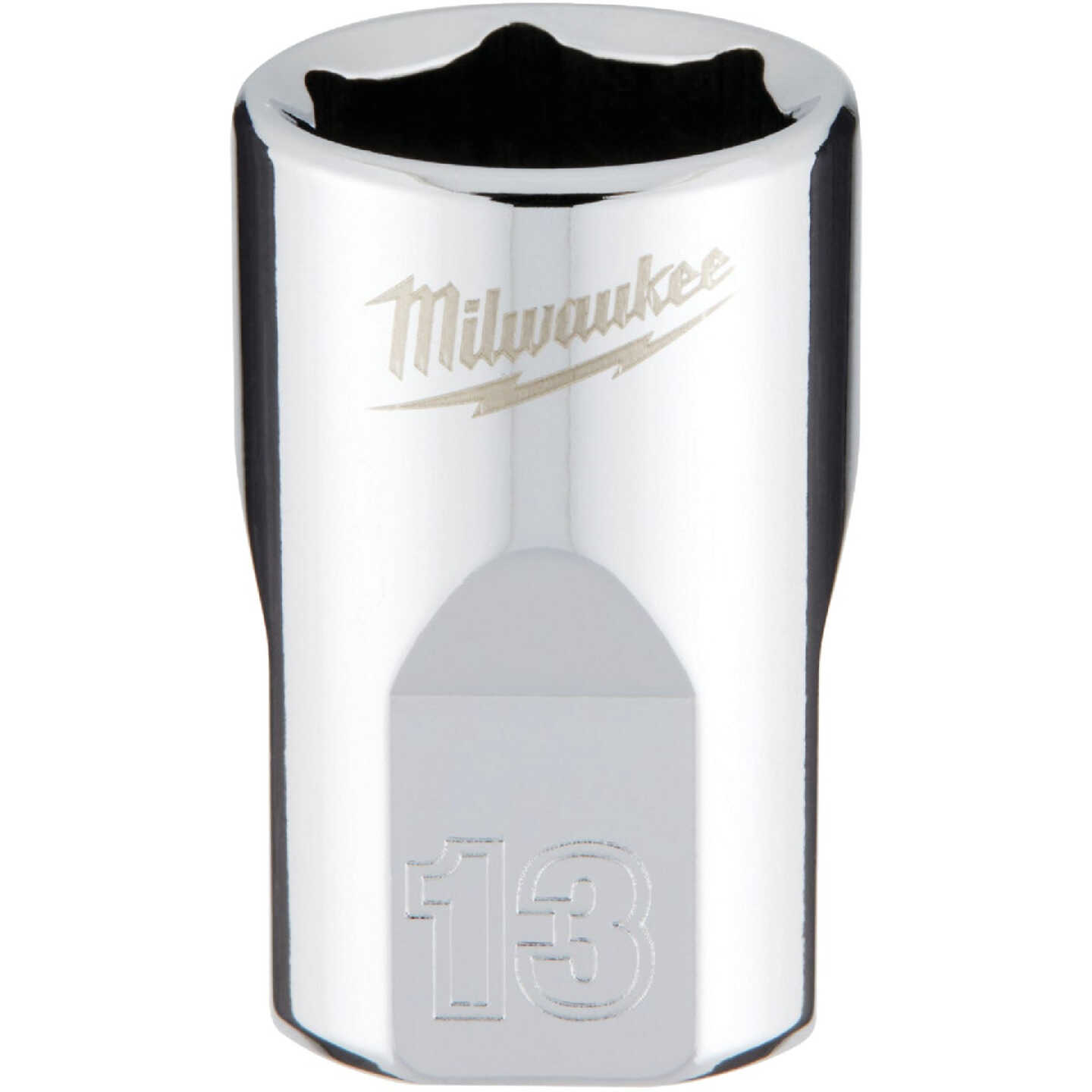 Milwaukee 3/8 In. Drive 13 mm 6-Point Shallow Metric Socket with FOUR FLAT Sides Image 1