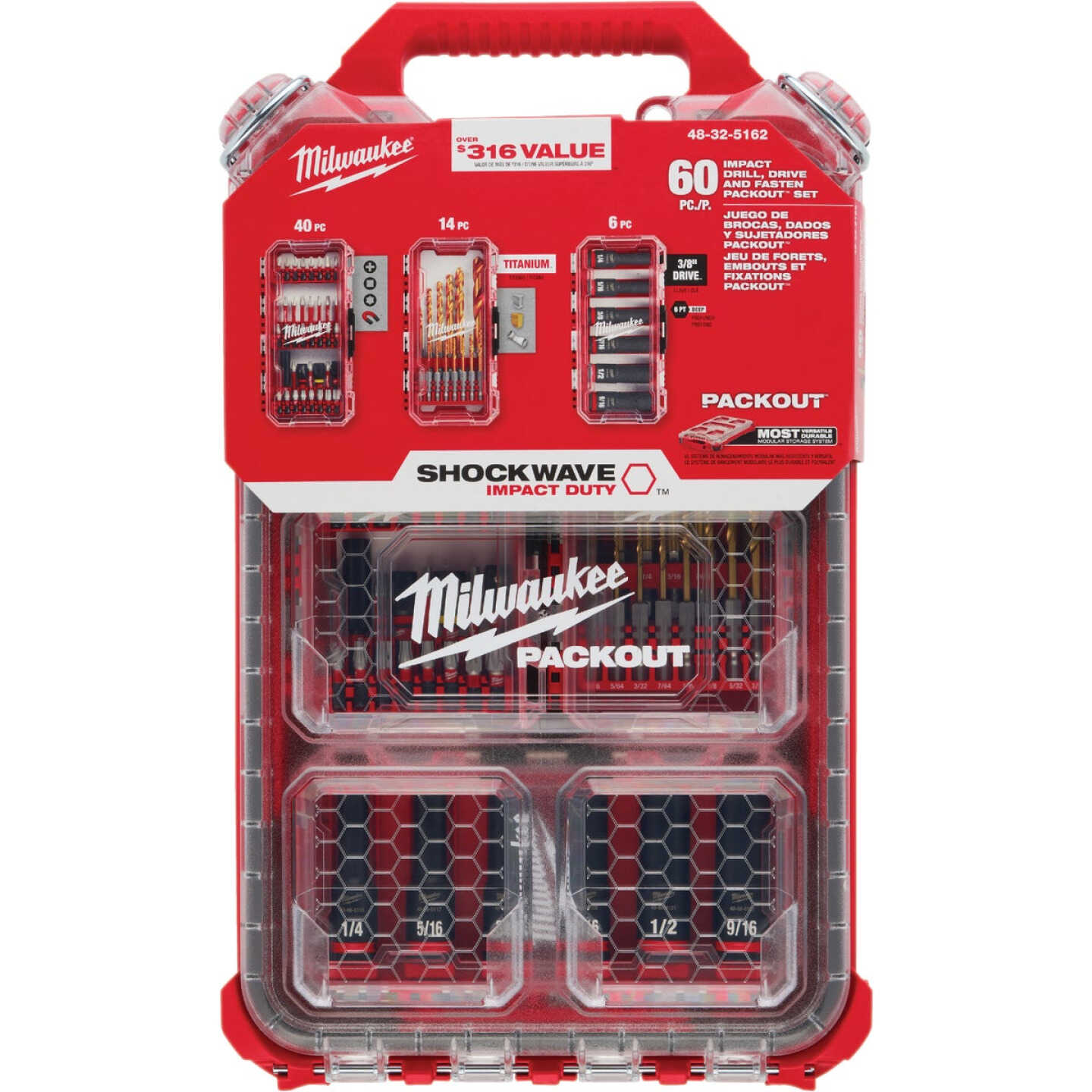 Milwaukee SHOCKWAVE Impact Duty Drill & Drive Set (60-Piece) Image 8