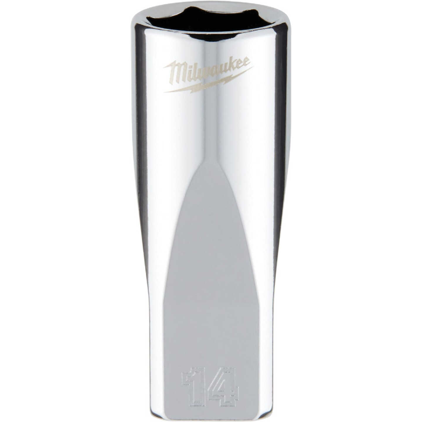 Milwaukee 1/4 In. Drive 14 mm 6-Point Deep Metric Socket with FOUR FLAT Sides Image 1