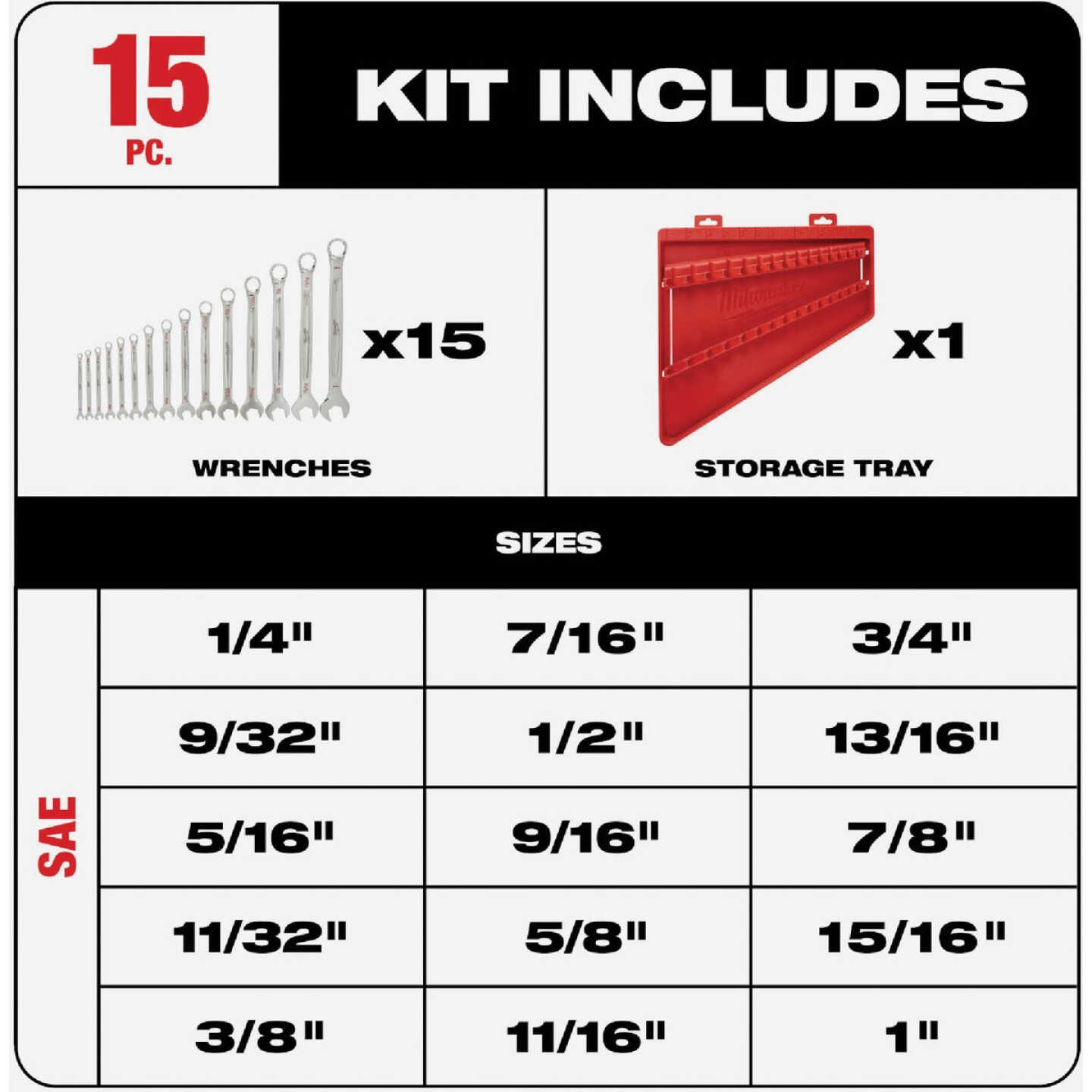 Milwaukee Standard 12-Point Combination Wrench Set (15-Piece) Image 2