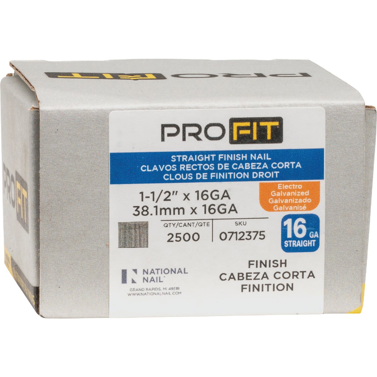 Pro-Fit 1-1/2 In. 16 Gauge Electro Galvanized Straight Finish Nail (2500 Ct.) Image 2