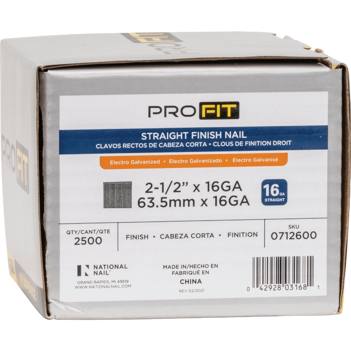 Pro-Fit 2-1/2 In. In. 16 Gauge Electro Galvanized Straight Finish Nail (2500 Ct.) Image 2