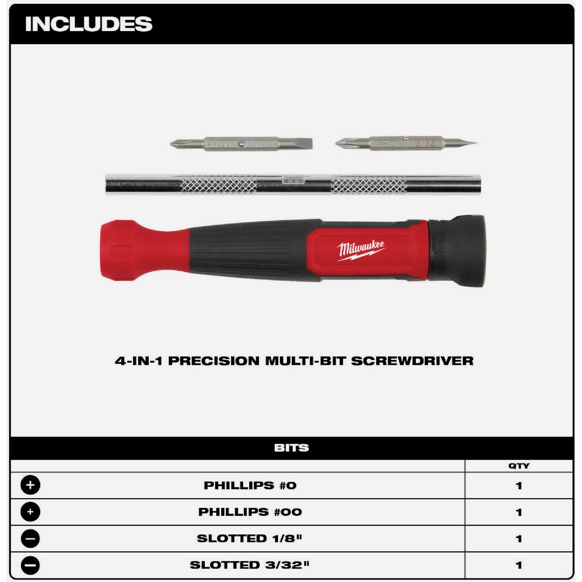 Milwaukee 4-In-1 Precision Multi-Bit Screwdriver Image 3