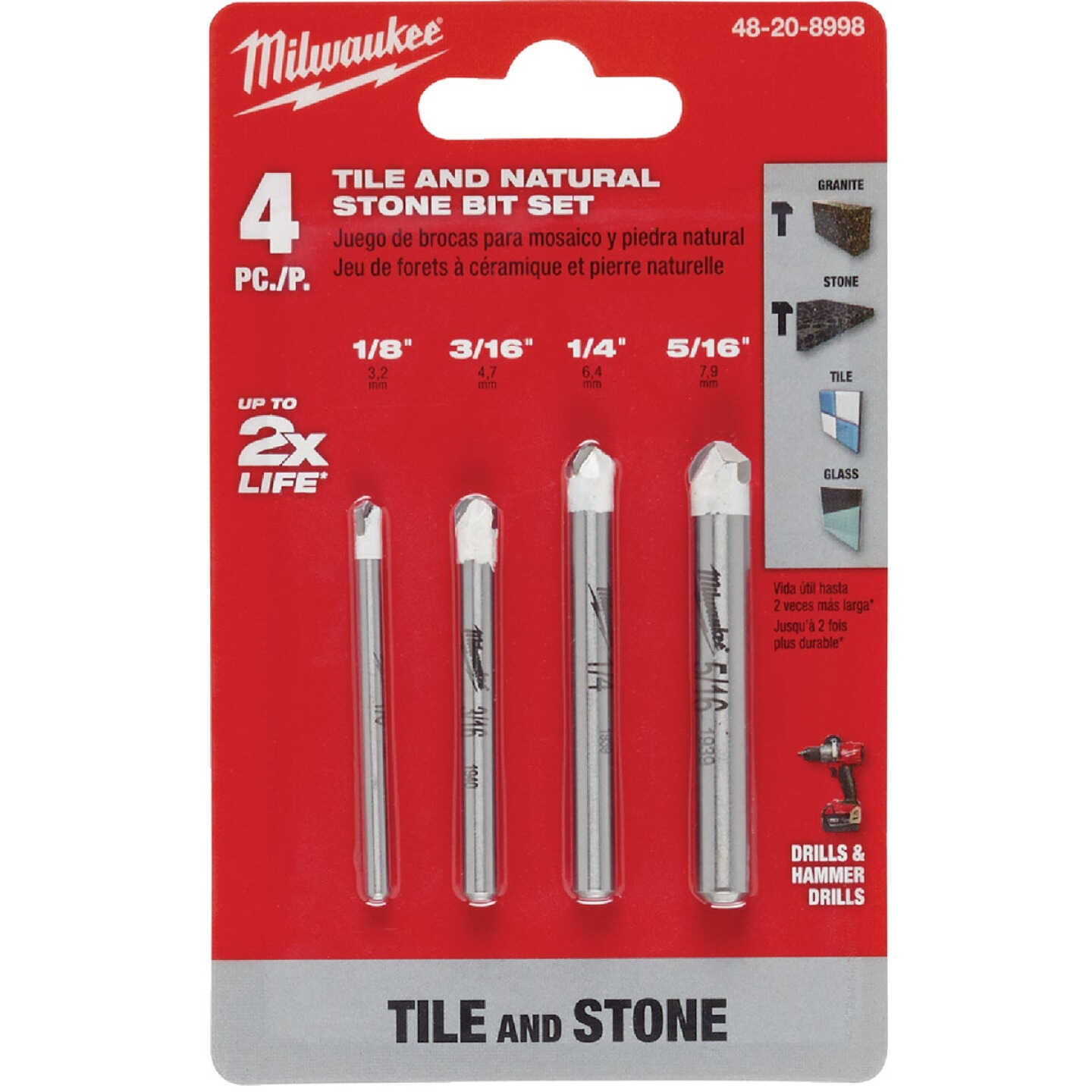 Milwaukee 4-Piece Tile and Natural Stone Bit Set Image 2