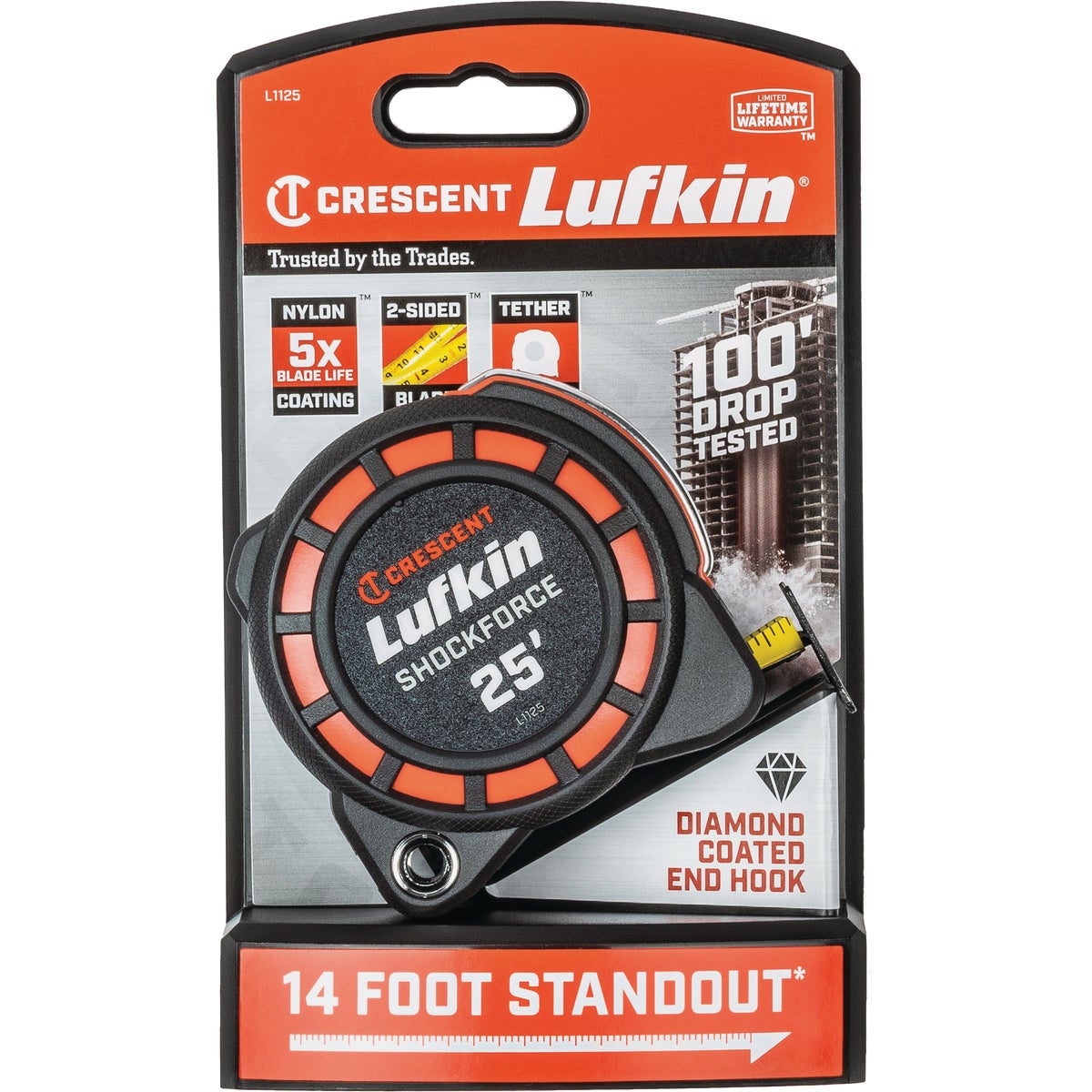 Crescent Lufkin Shockforce Nite Eye 1-3/16 In. x 25 Ft. Dual Sided Tape Measure Image 2