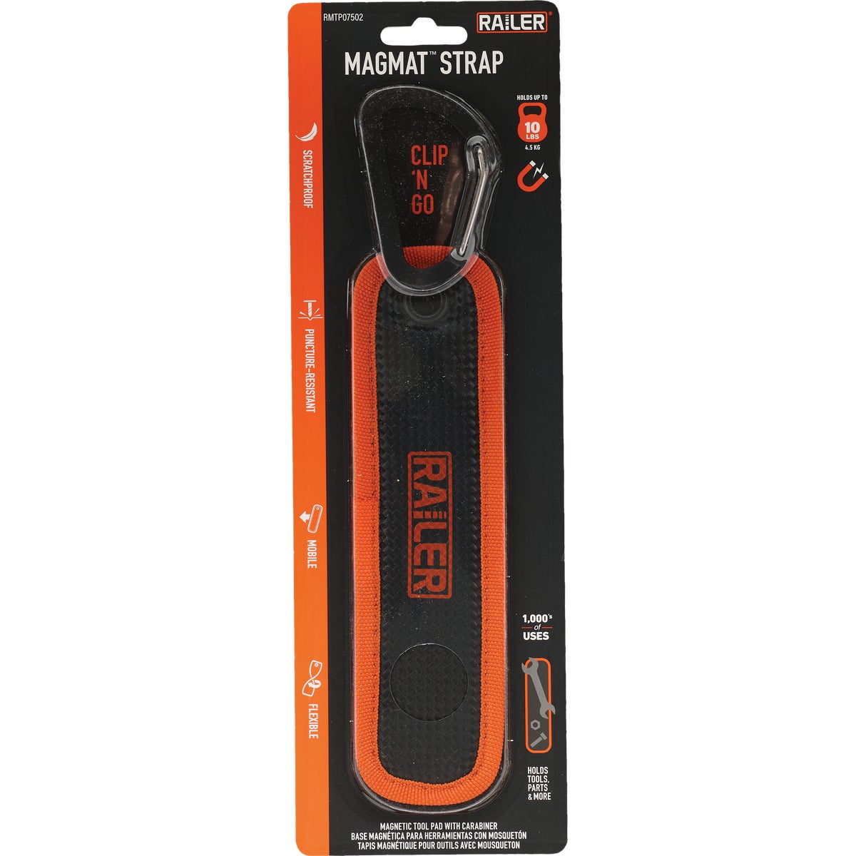 Railer 7.5 In. x 2 In. MagMat Strap Premium Magnetic Tool Strap with Carabiner Image 5