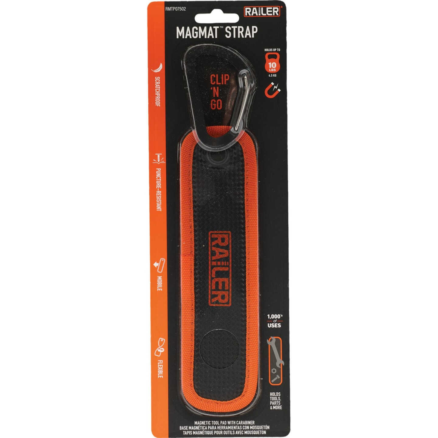 Railer 7.5 In. x 2 In. MagMat Strap Premium Magnetic Tool Strap with Carabiner Image 5