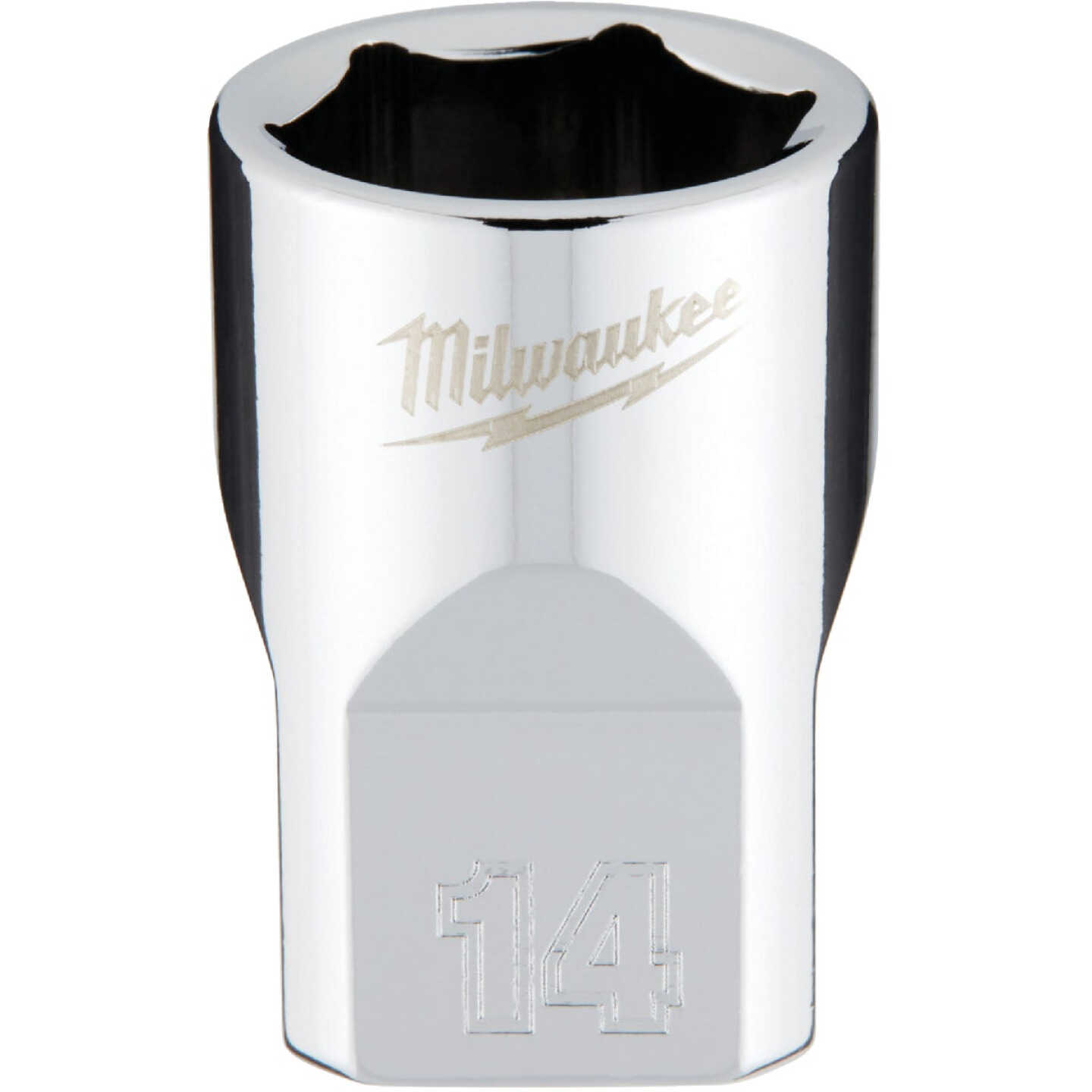 Milwaukee 3/8 In. Drive 14 mm 6-Point Shallow Metric Socket with FOUR FLAT Sides Image 1
