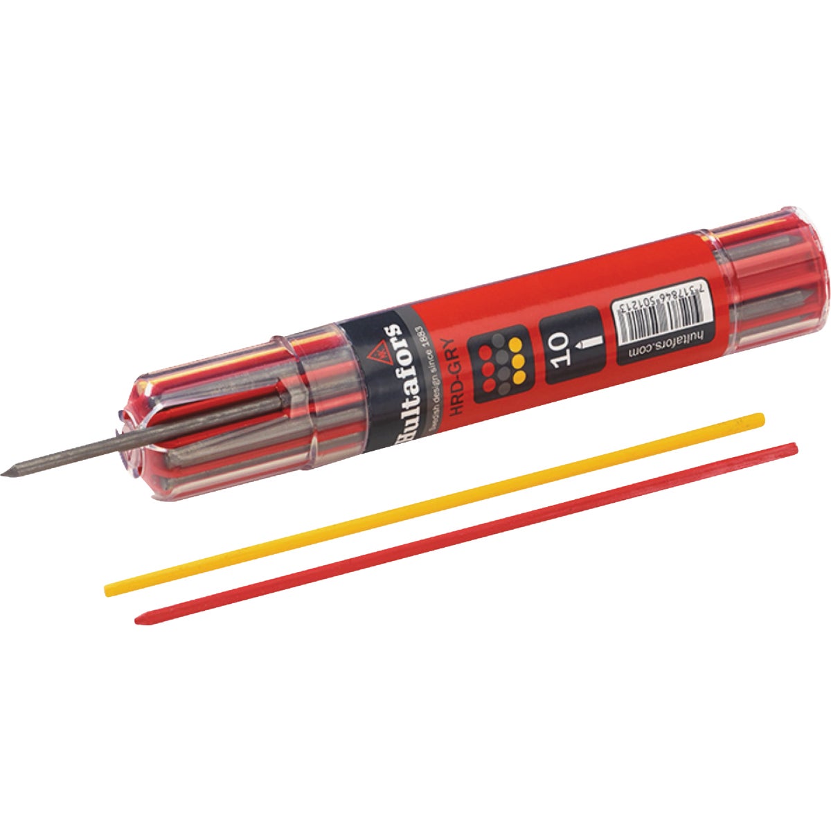 Hultafors Carpenter Pencil Refill with Smart Container, Graphite, Red & Yellow (10-Piece)