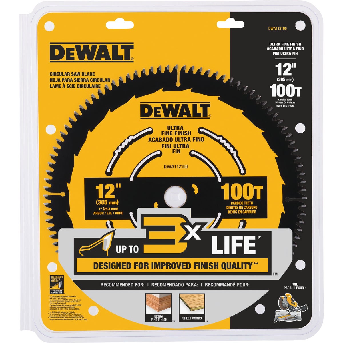 DEWALT 12 In. 100-Tooth Ultra Fine Finish Circular Saw Blade Image 2