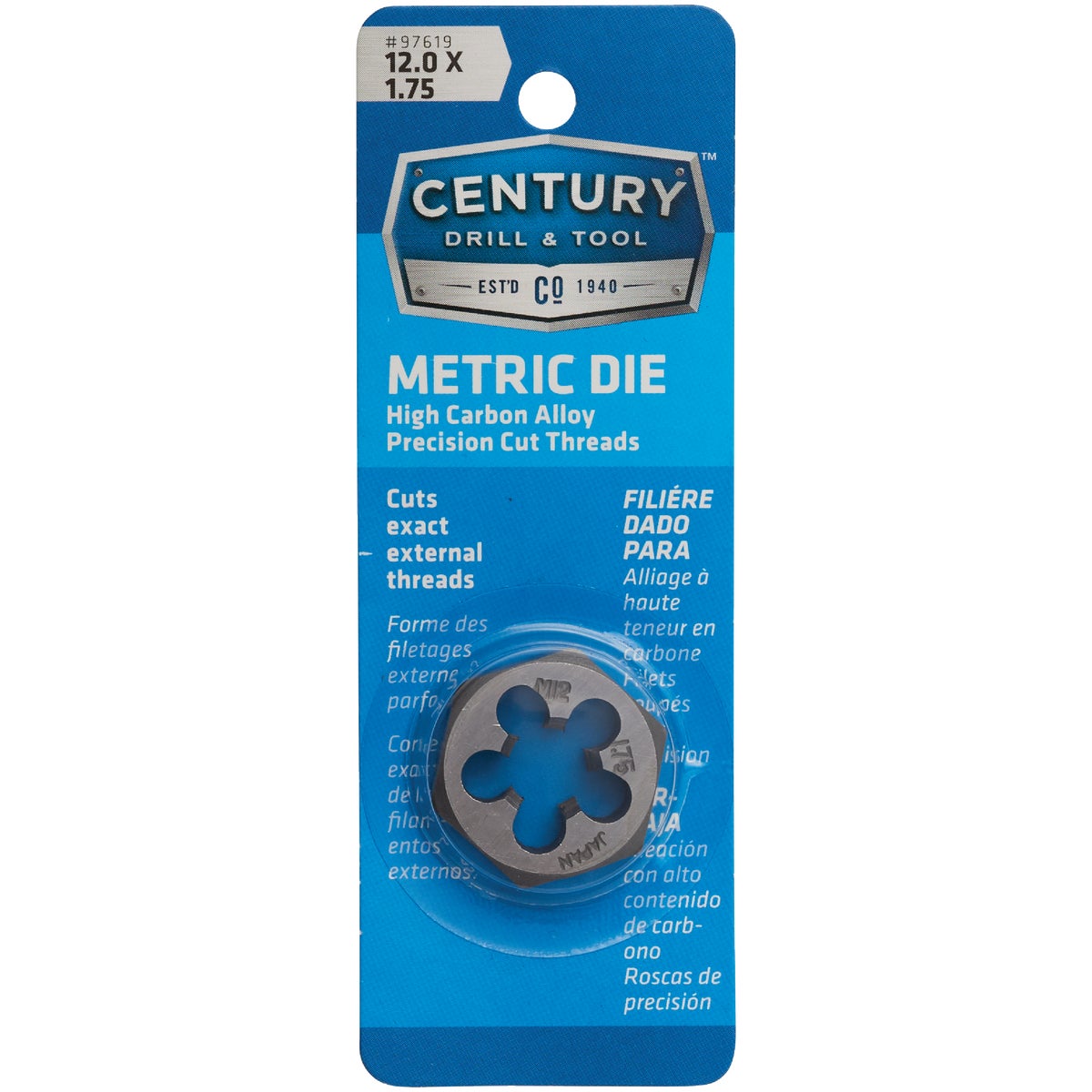 Century Drill & Tool 12.0x1.75 NPT 1 In. Across Flats Hexagon Pipe Die Image 1