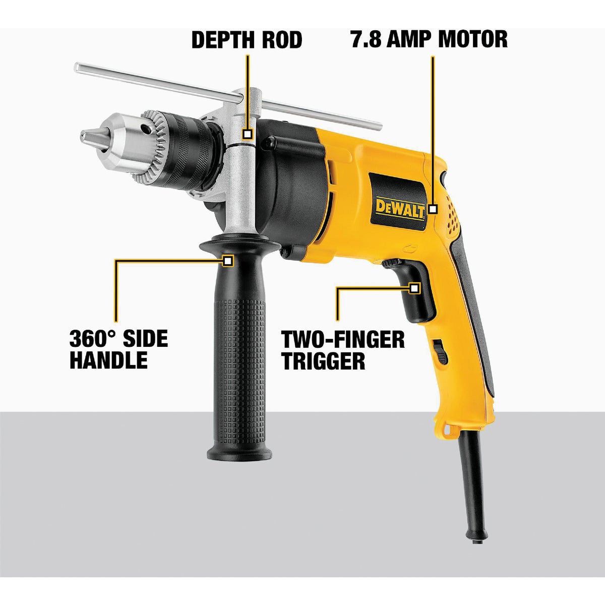 DEWALT 1/2 In. Keyed 8.5-Amp VSR Single-Speed Electric Hammer Drill Image 3