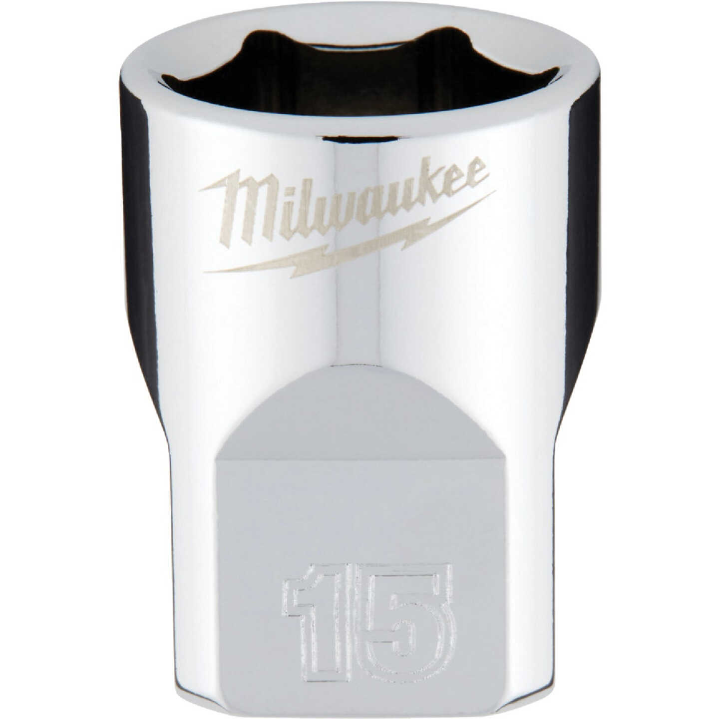 Milwaukee 3/8 In. Drive 15 mm 6-Point Shallow Metric Socket with FOUR FLAT Sides Image 1