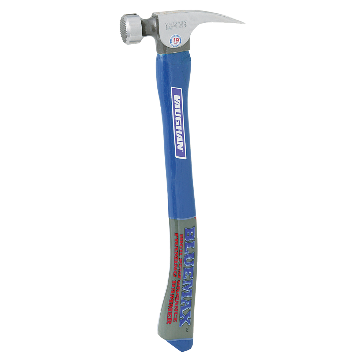 Vaughan BlueMax California 19 Oz. Milled-Face Framing Hammer with Hickory Handle Image 2