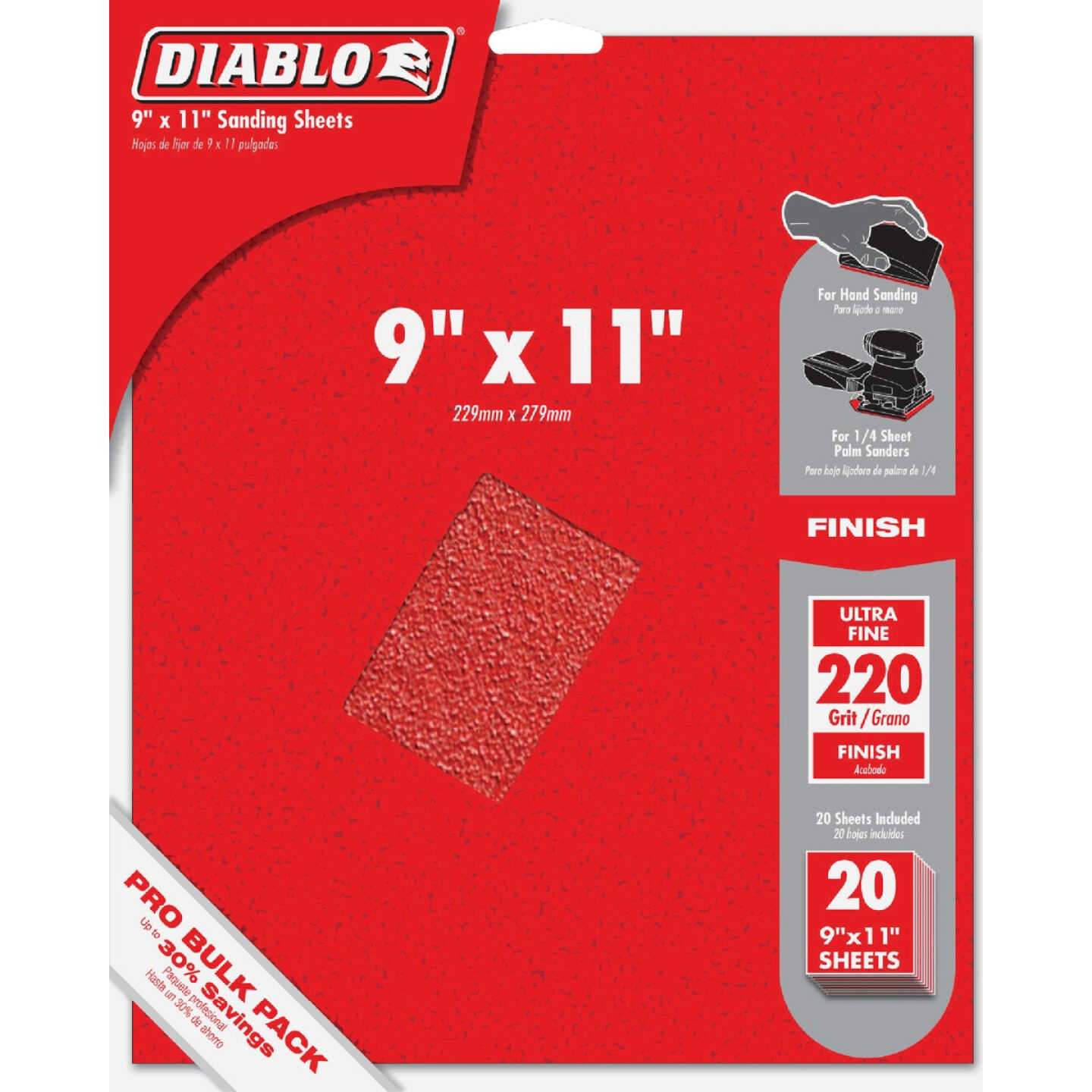 Diablo 9 In. x 11 In. 220 Grit Ultra Fine Sandpaper (20-Pack) Image 1