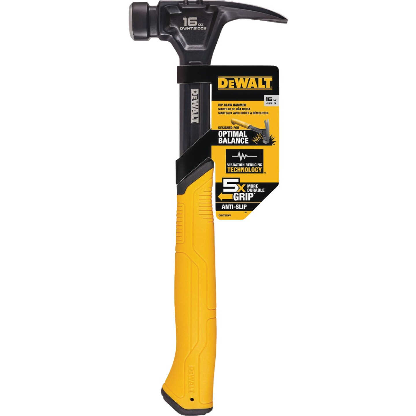 DEWALT 16 Oz. Smooth-Face Rip Claw Hammer with Steel Handle Image 1
