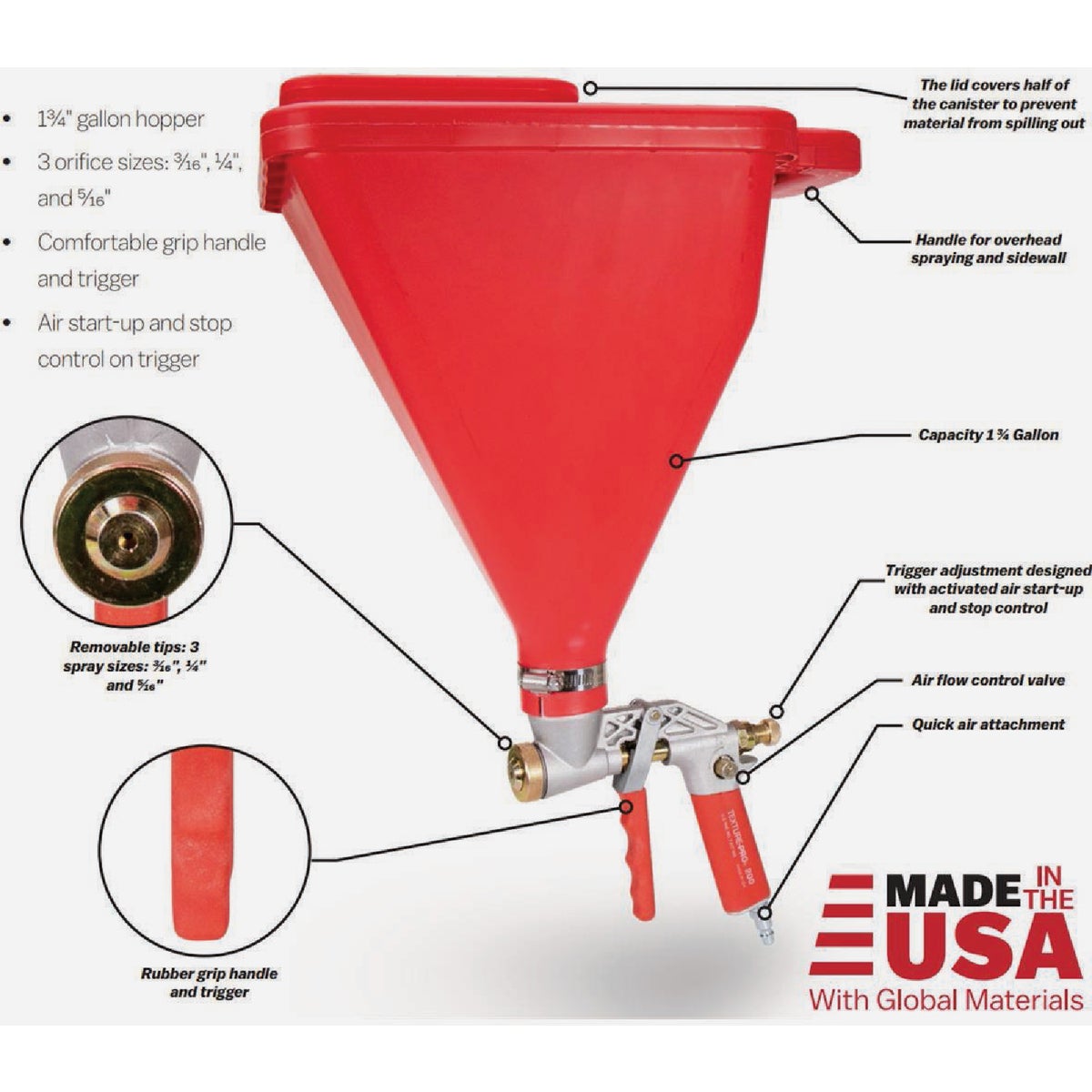 Marshalltown Wal-Board Tools Texture-Pro 200 1-3/4 Gal. Drywall Hopper Gun Image 6