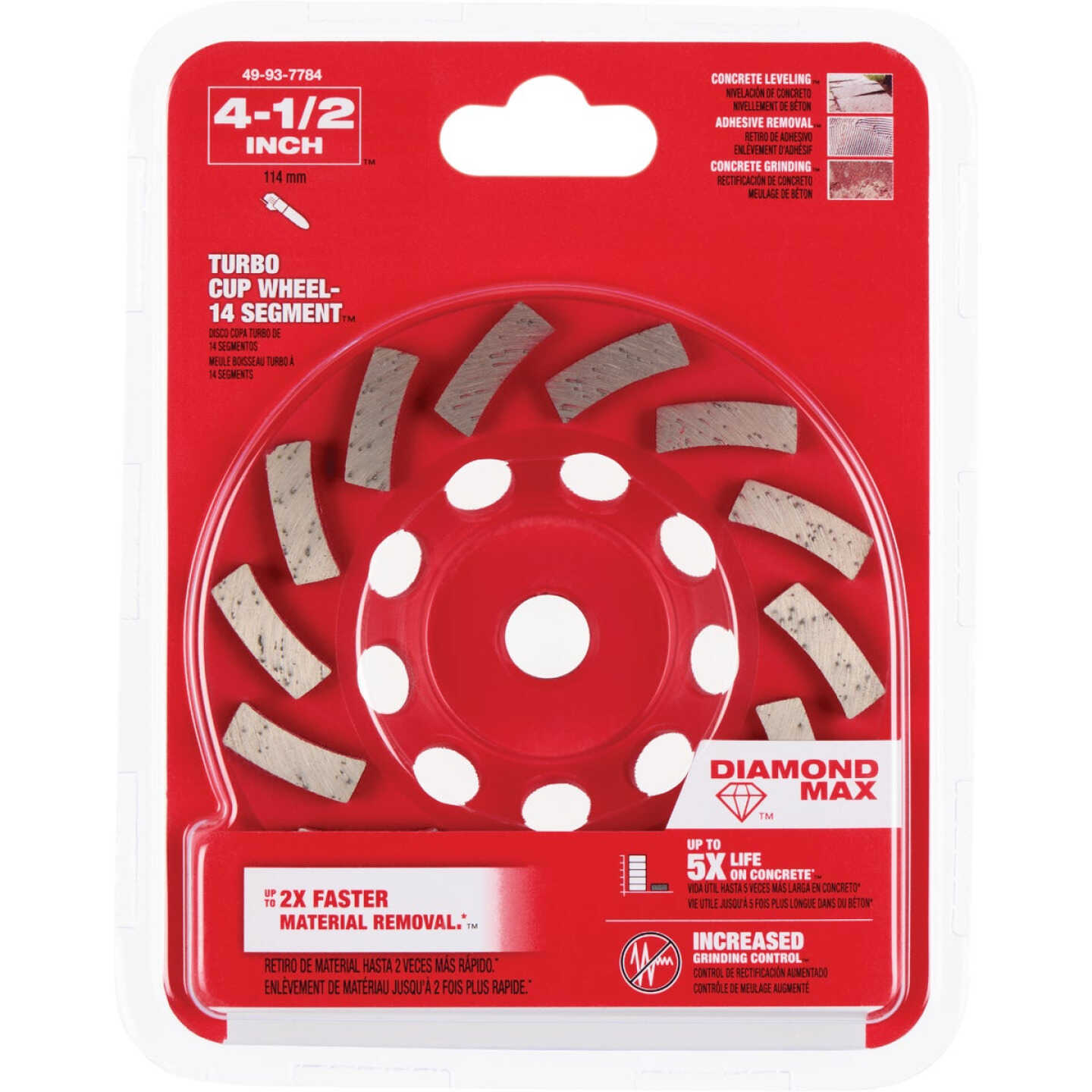 Milwaukee DIAMOND MAX 4-1/2 In. Segmented Turbo Rim Diamond Cup Wheel Image 8