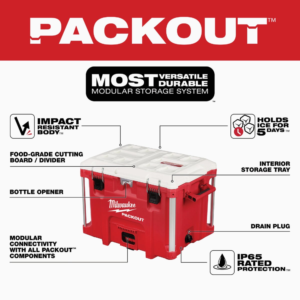 Milwaukee PACKOUT 40 Qt. XL Cooler Image 3