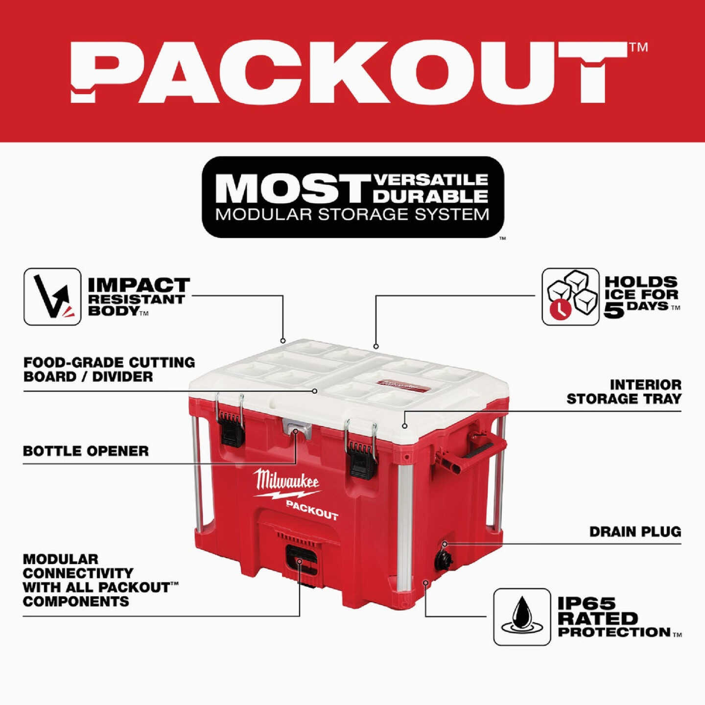 Milwaukee PACKOUT 40 Qt. XL Cooler Image 3