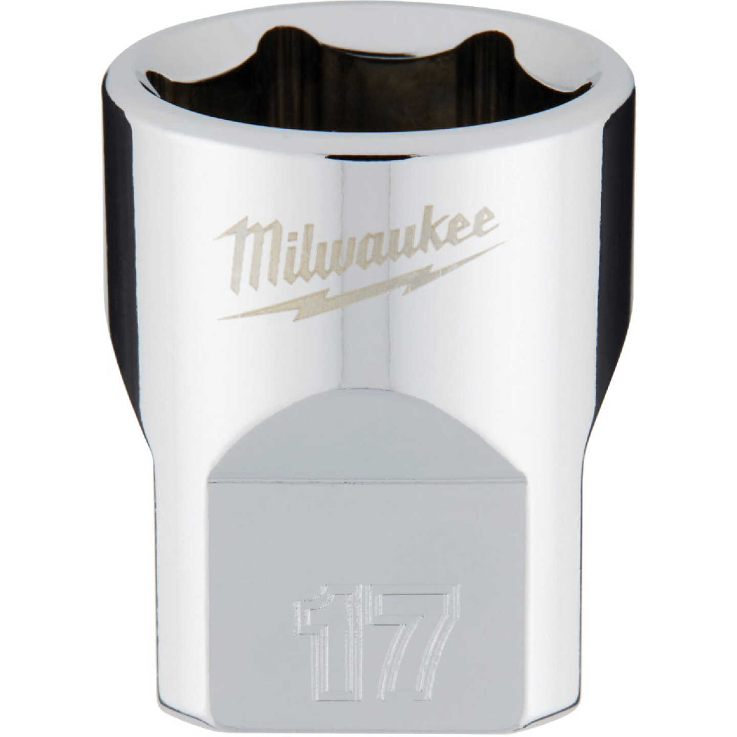 Milwaukee 3/8 In. Drive 17 mm 6-Point Shallow Metric Socket with FOUR FLAT Sides Image 1
