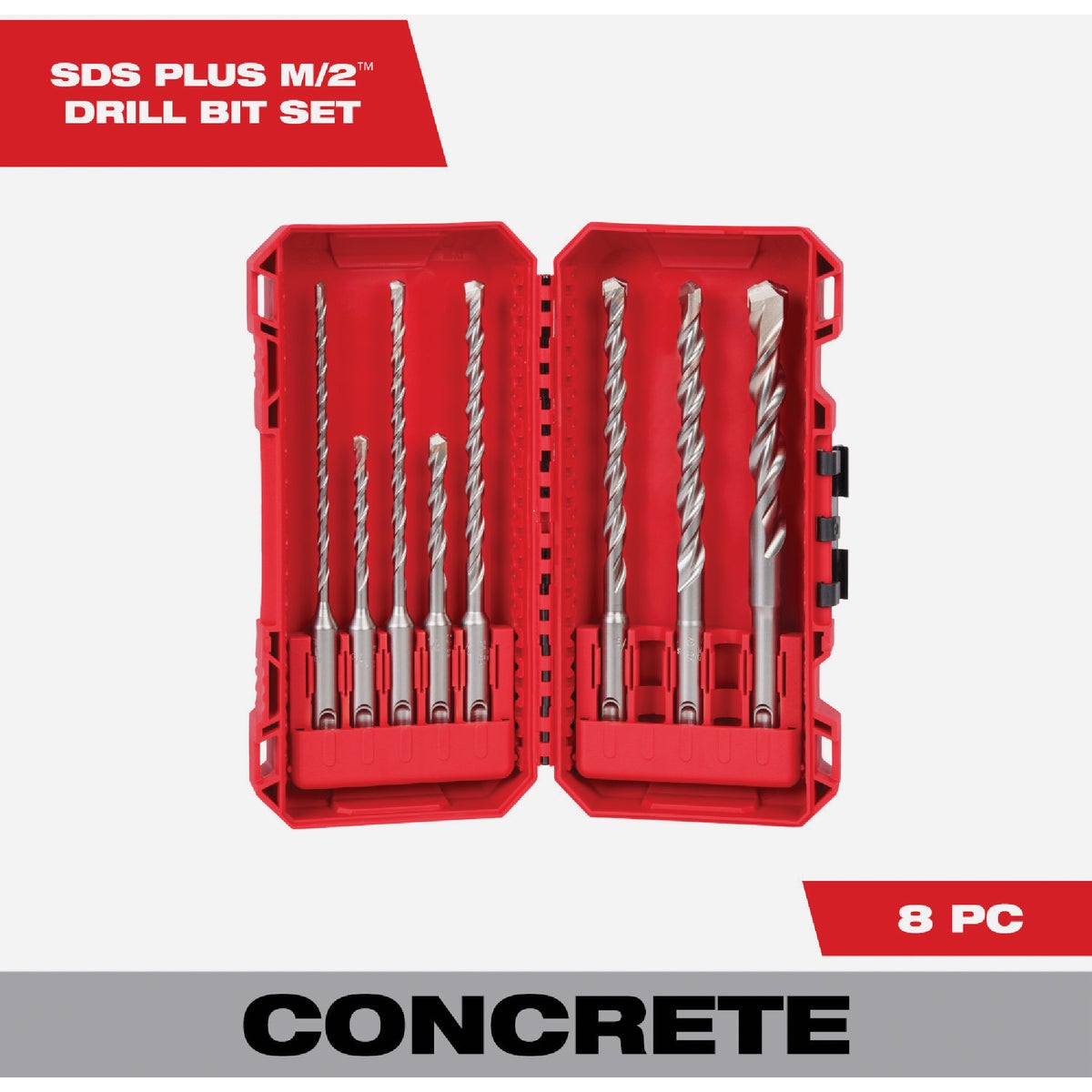 Milwaukee 8-Piece SDS Plus M/2 2-Cutter Drill Bit Kit Image 1