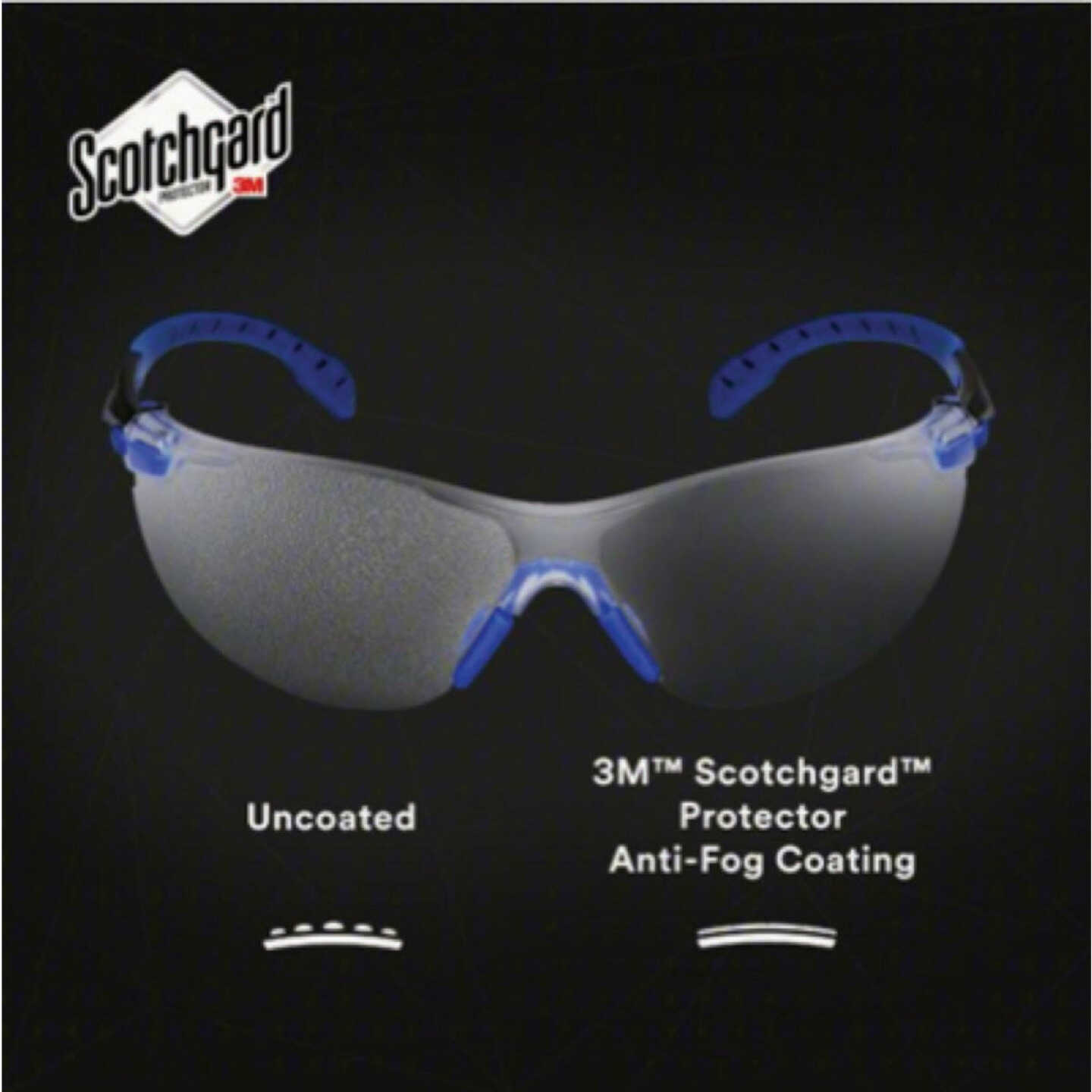 3M Black/Blue Frame Safety Glasses with Anti-Fog Scotchgard Protector Clear Lenses Image 1