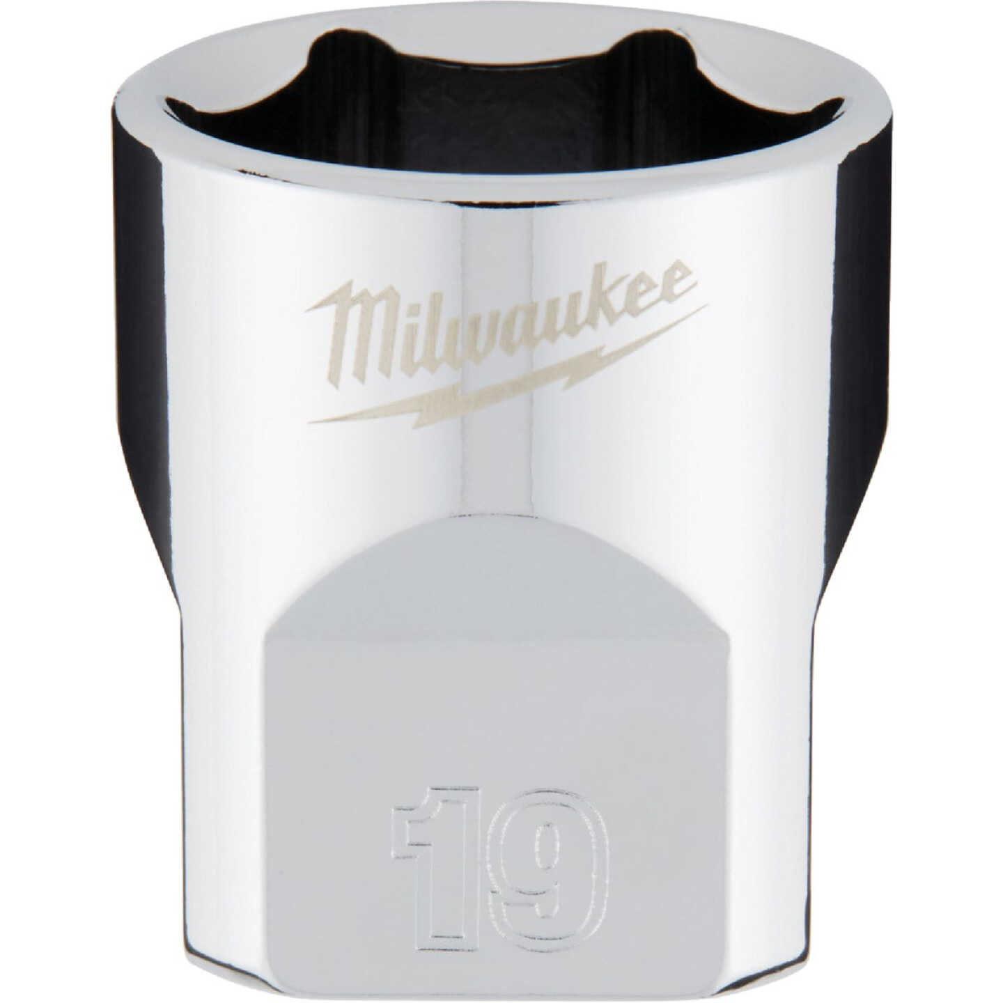 Milwaukee 3/8 In. Drive 19 mm 6-Point Shallow Metric Socket with FOUR FLAT Sides Image 1