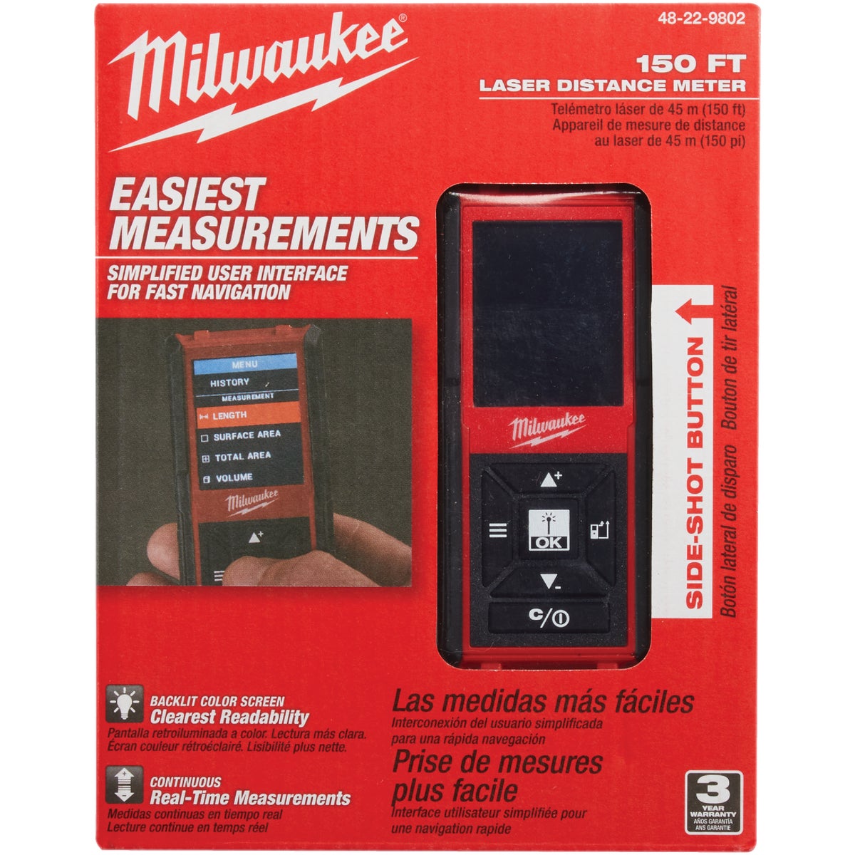 Milwaukee 150 Ft. Backlit Color Screen Laser Distance Measurer Image 5