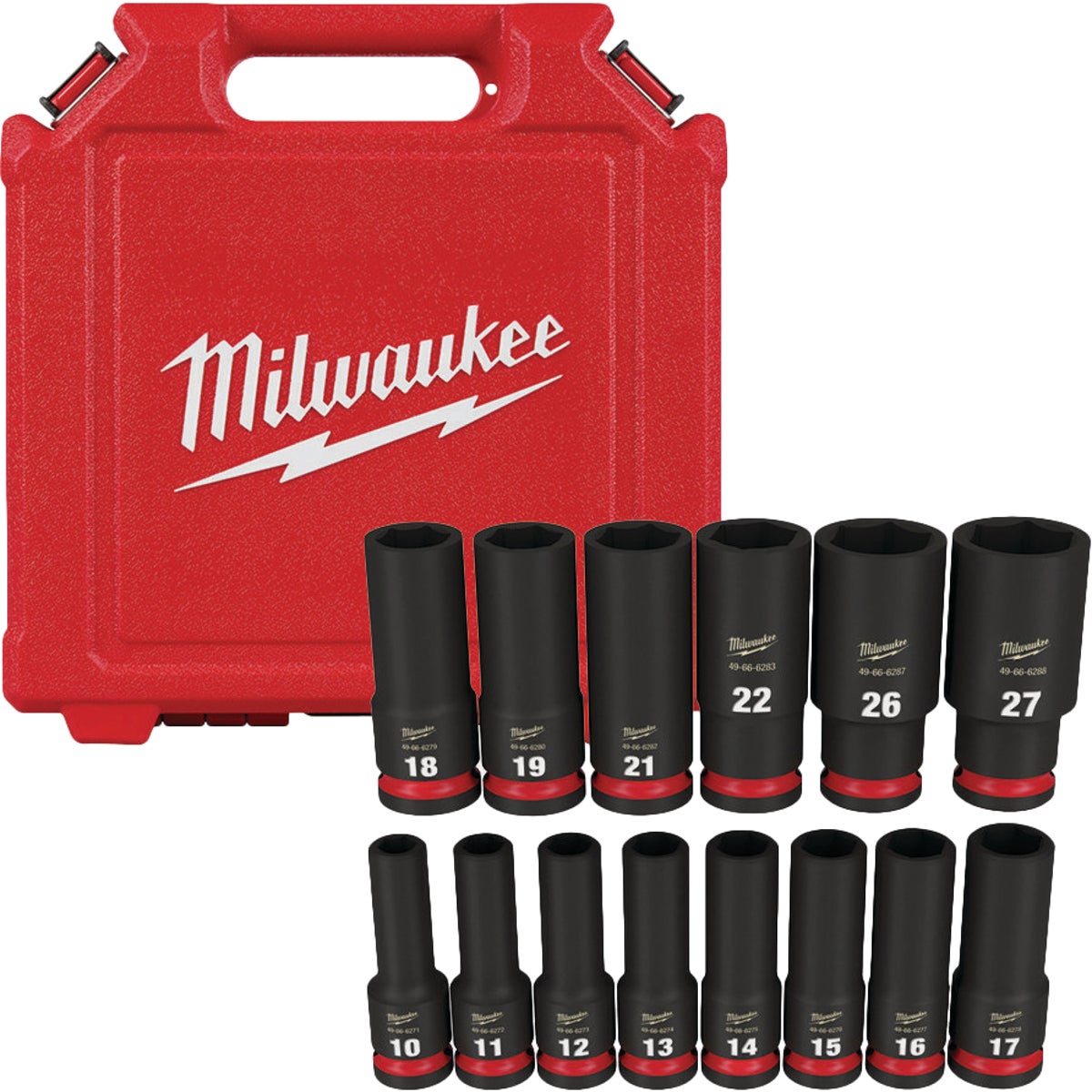 Milwaukee SHOCKWAVE Metric 1/2 In. Drive 6-Point Deep Impact Driver Set (14-Piece) Image 5