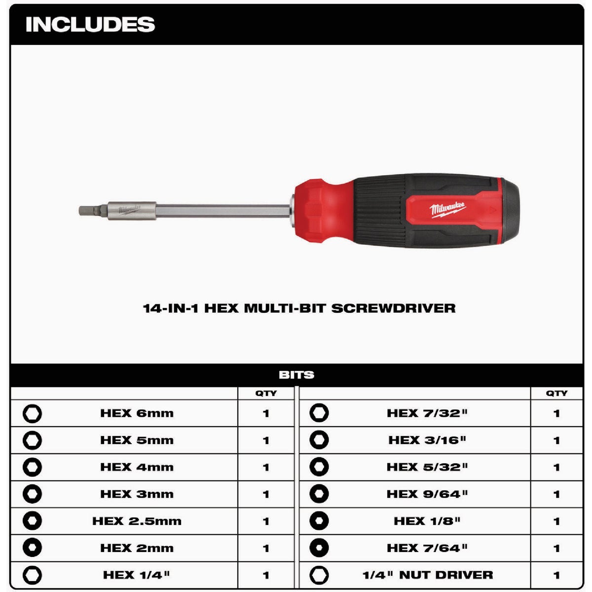 Milwaukee 14-in-1 Hex Multi-Bit Screwdriver Image 3