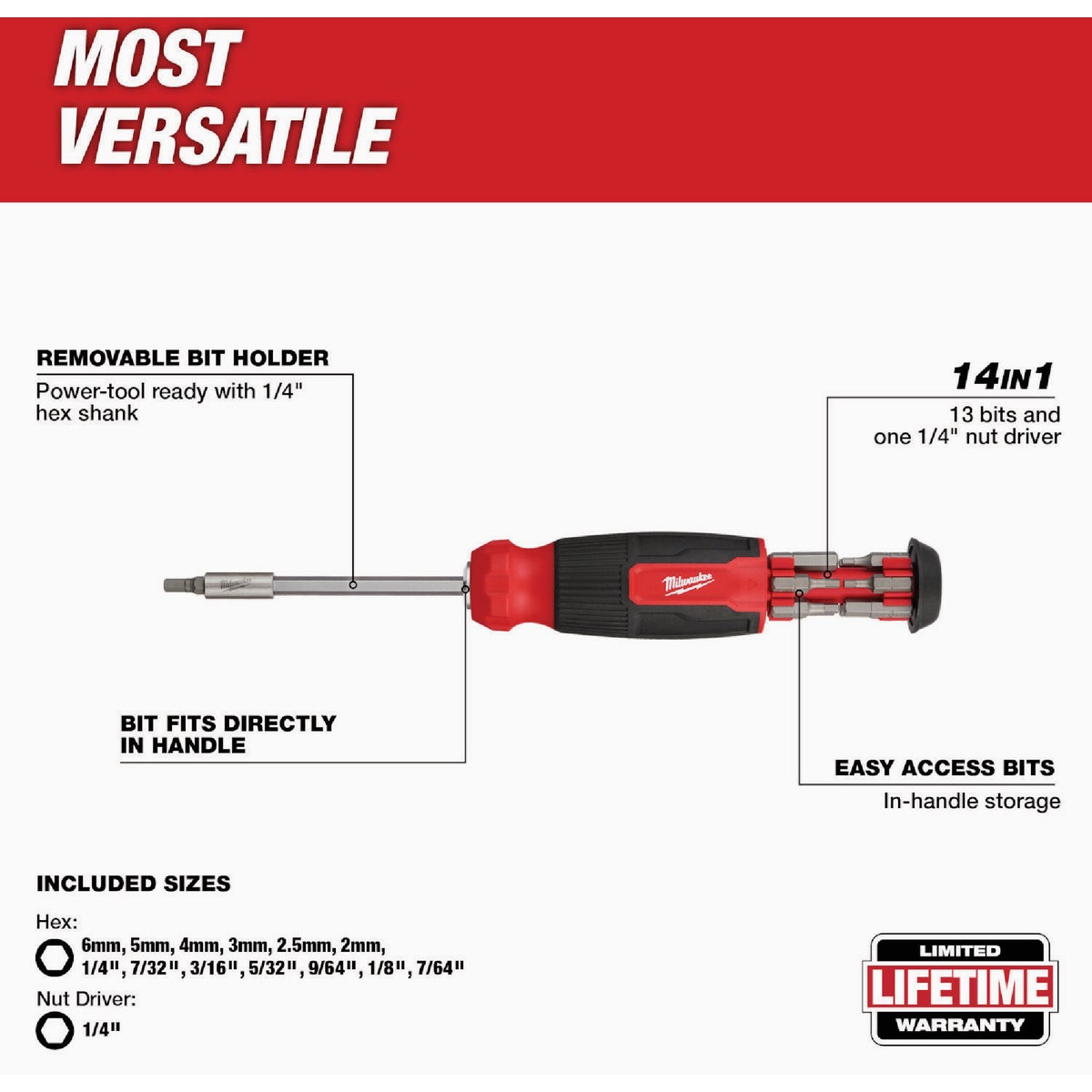 Milwaukee 14-in-1 Hex Multi-Bit Screwdriver Image 2