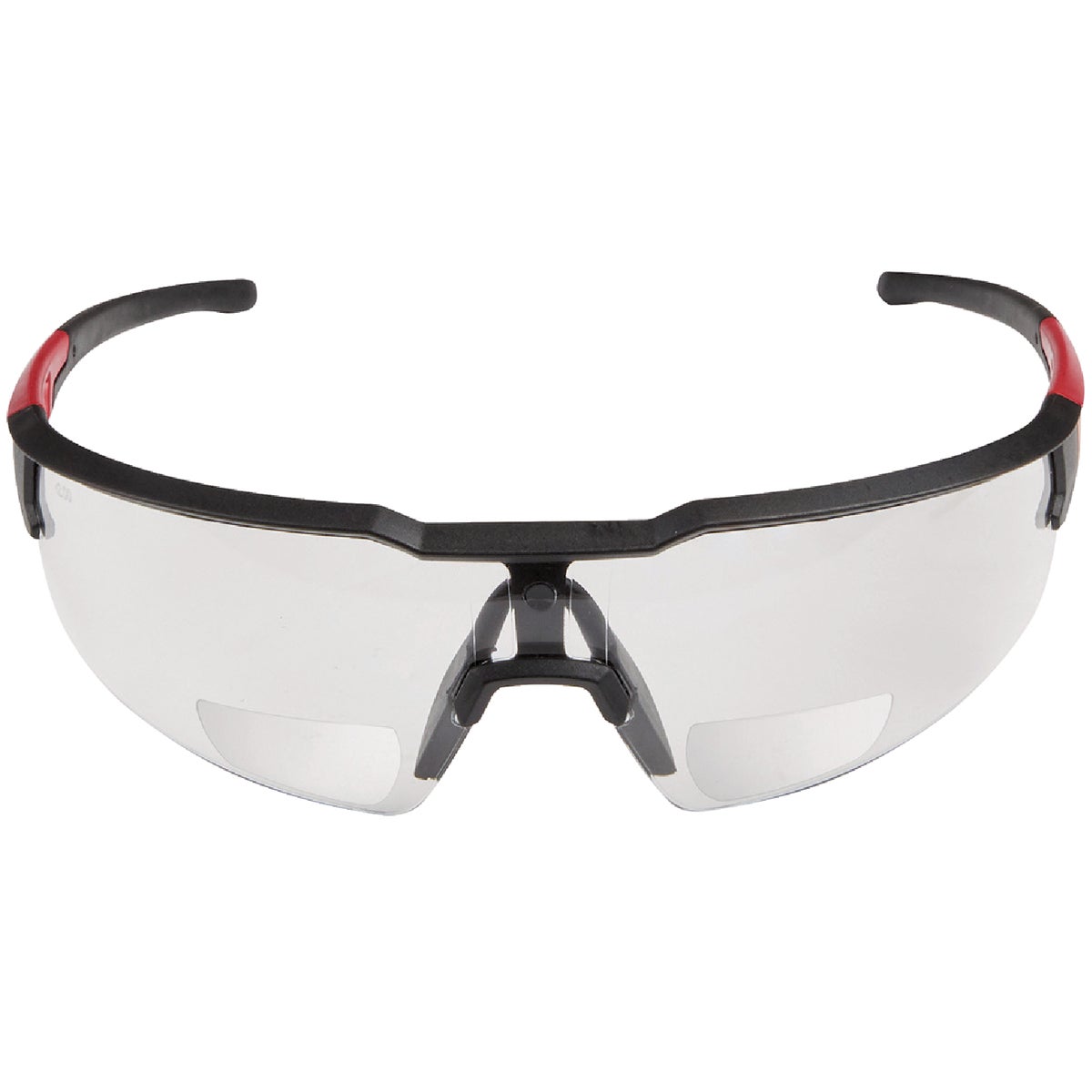 Milwaukee Red & Black Frame Safety Glasses with +2.00 Magnified Clear Anti-Scratch Lenses Image 3