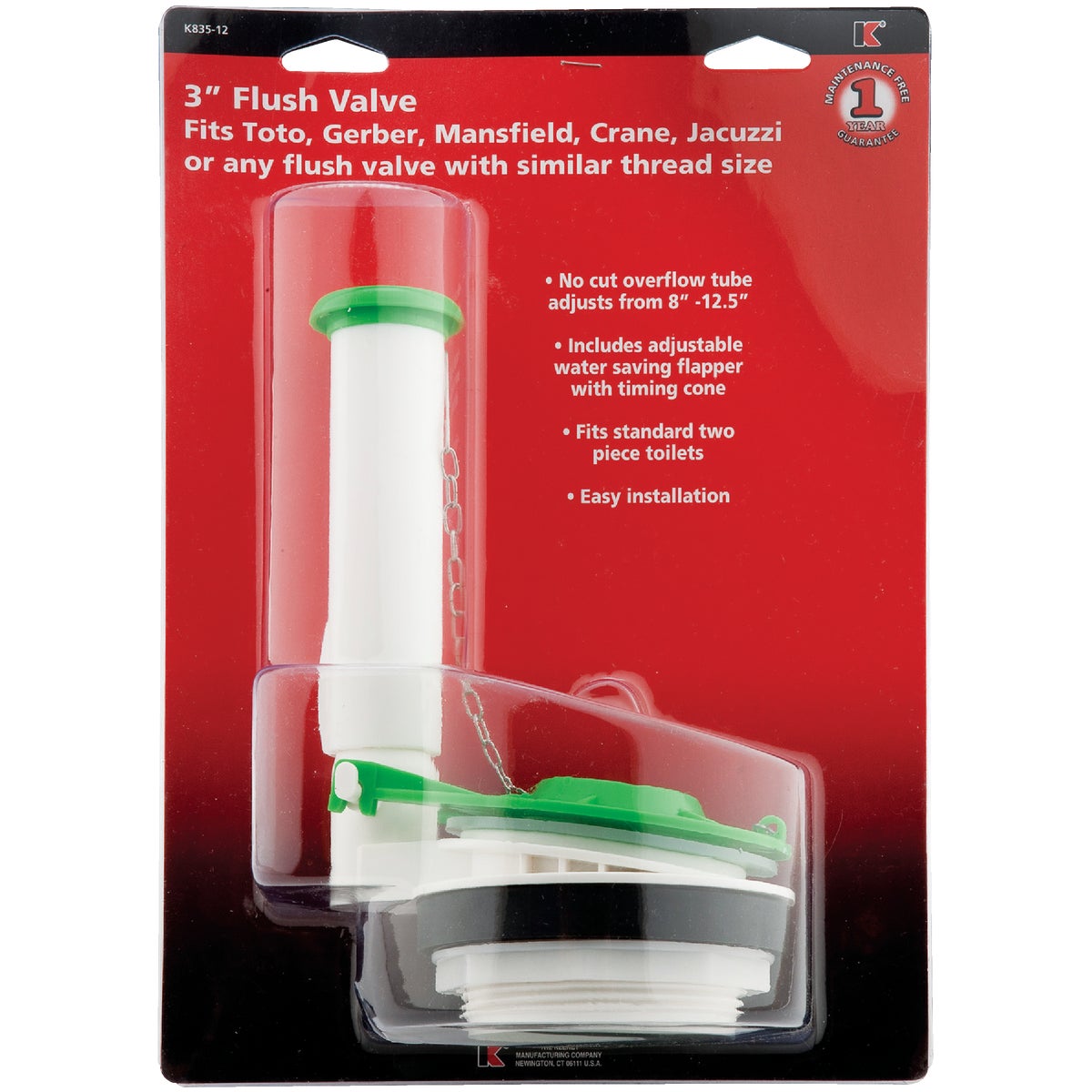 Keeney 3 In. Flush Valve with Adjustable Water Saving Flapper Image 2