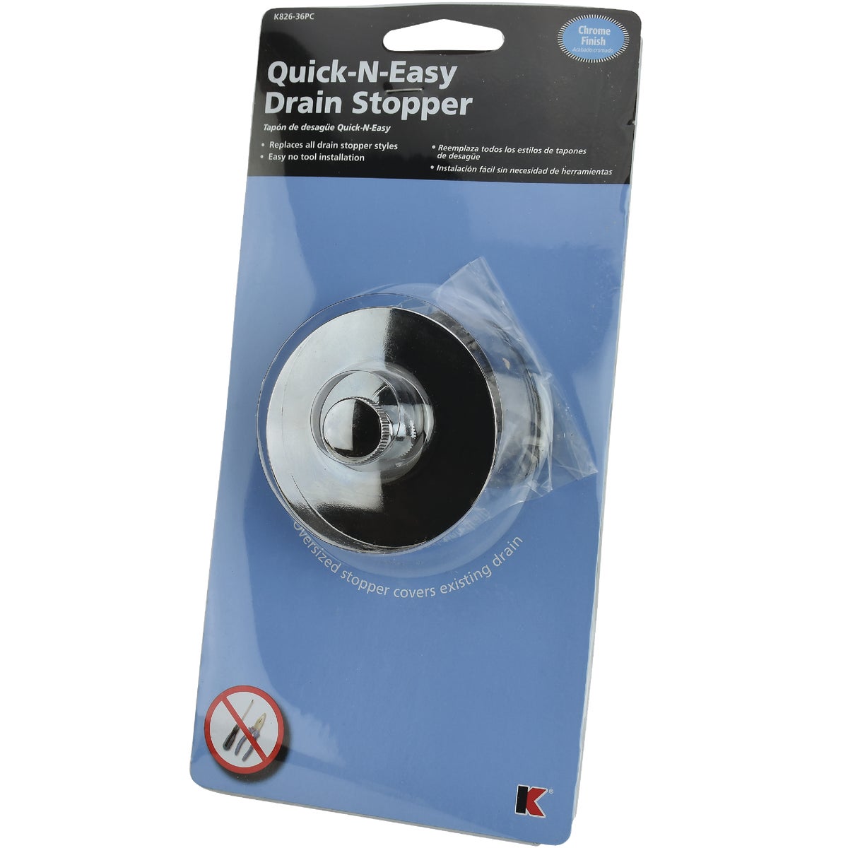 Keeney 5/16 In. or 3/8 In. Bathtub Drain Stopper with Polished Chrome Finish Image 4