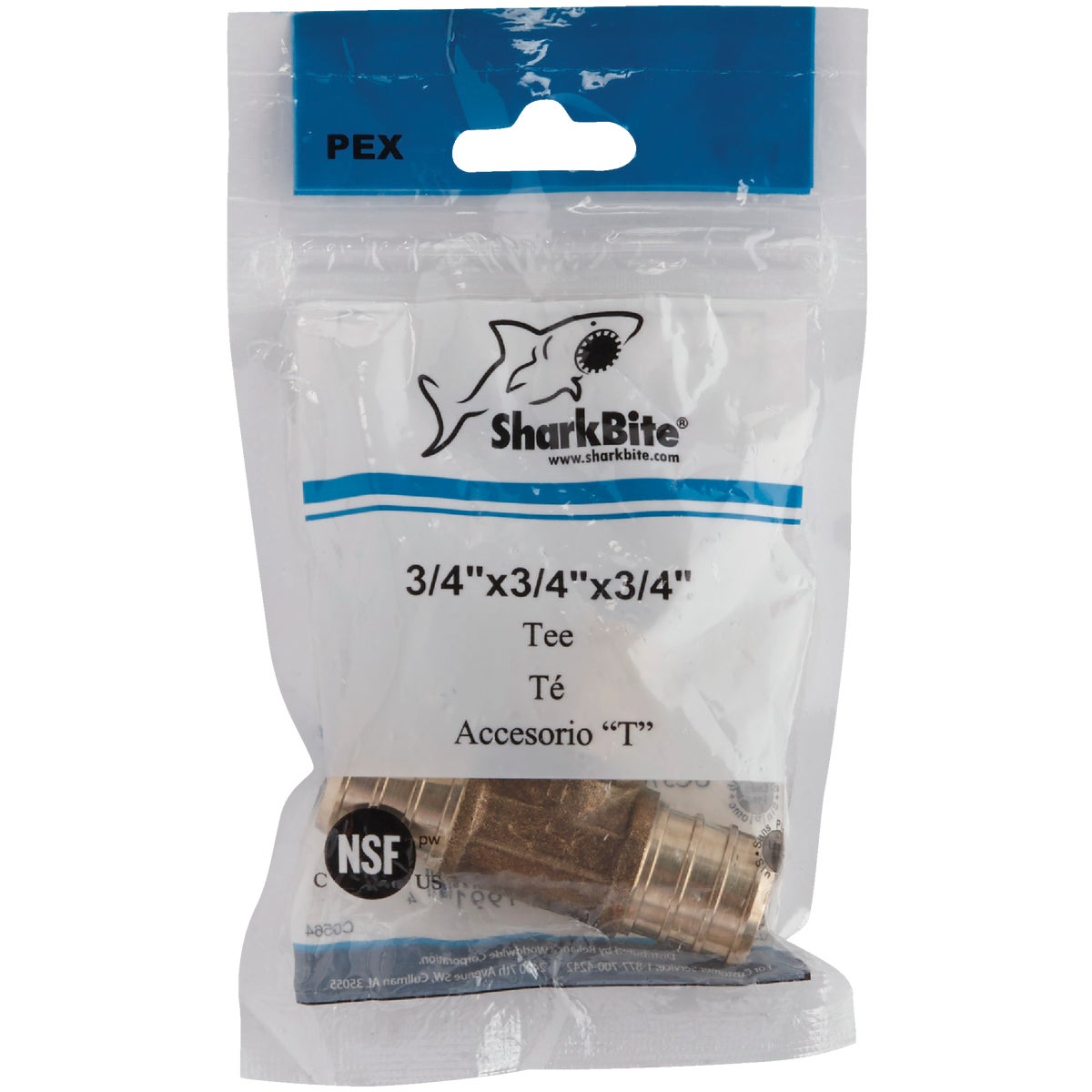 SharkBite 3/4 In. x 3/4 In. x 3/4 In. Barb Brass PEX Tee Image 2