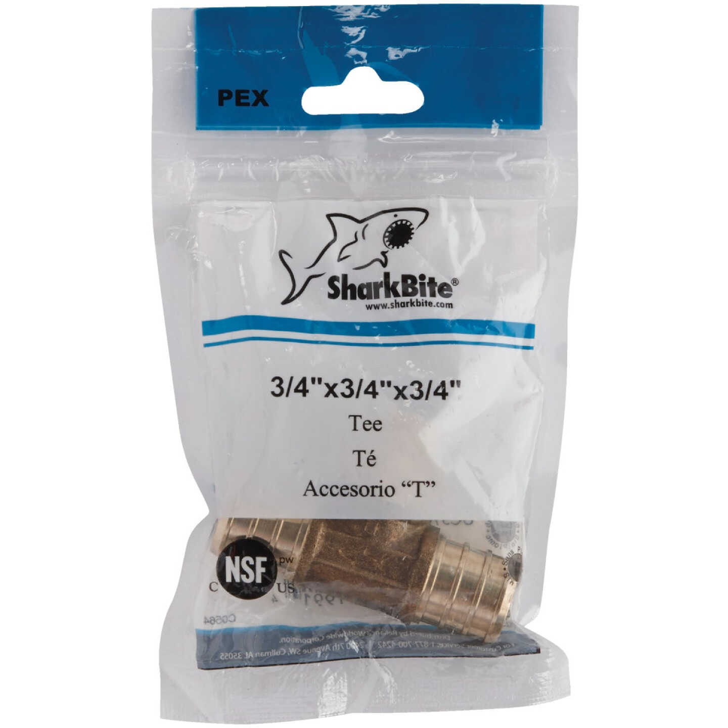 SharkBite 3/4 In. x 3/4 In. x 3/4 In. Barb Brass PEX Tee Image 2