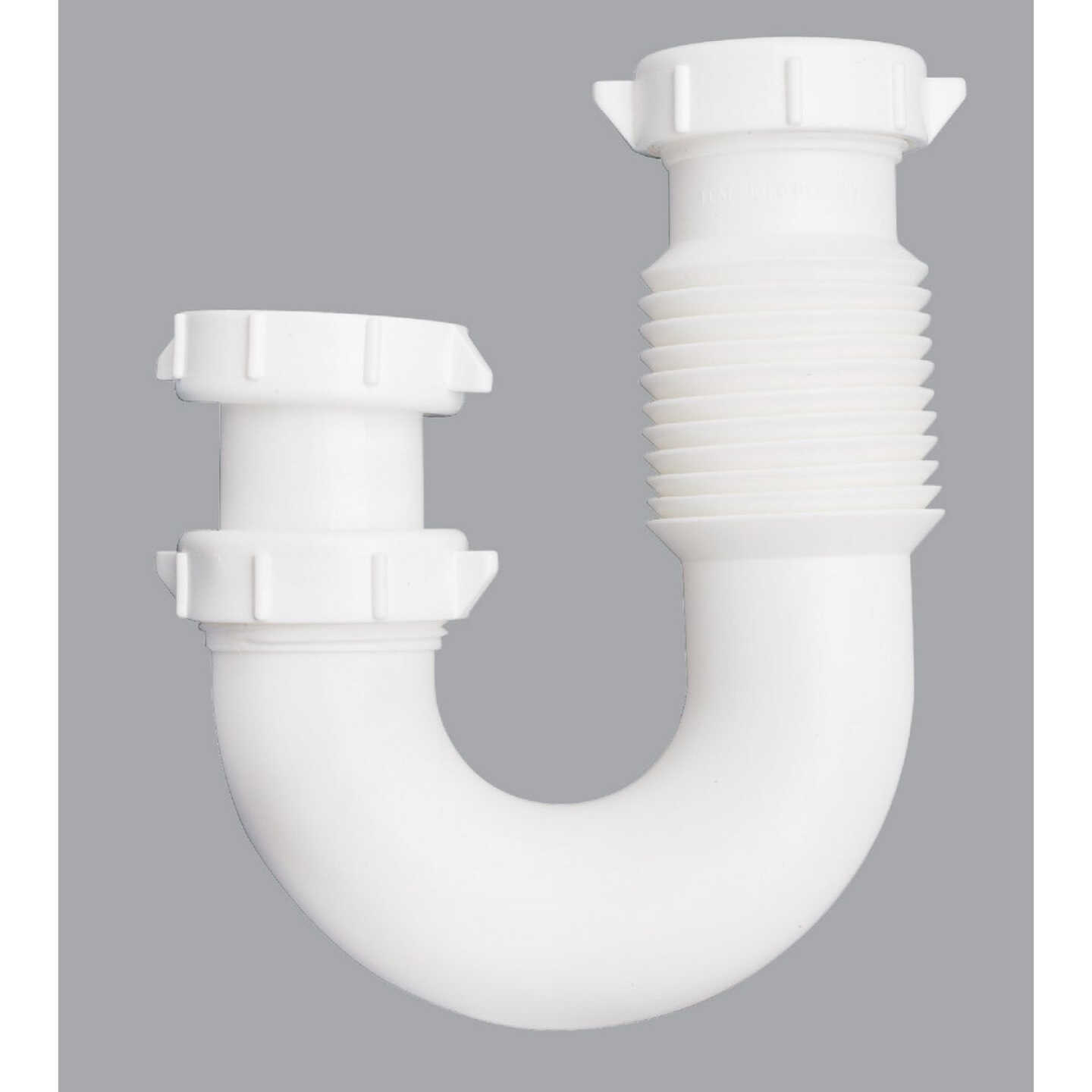 Do it Best 1-1/2 In. or 1-1/4 In. x 1-1/2 In. Flexible White Plastic J-Bend, Extendable to 11 In. Image 1