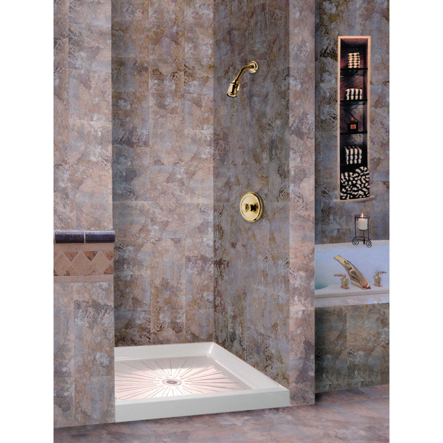 Mustee Durabase 32 In. W x 32 In. D Center Drain Shower Floor & Base in White Image 2