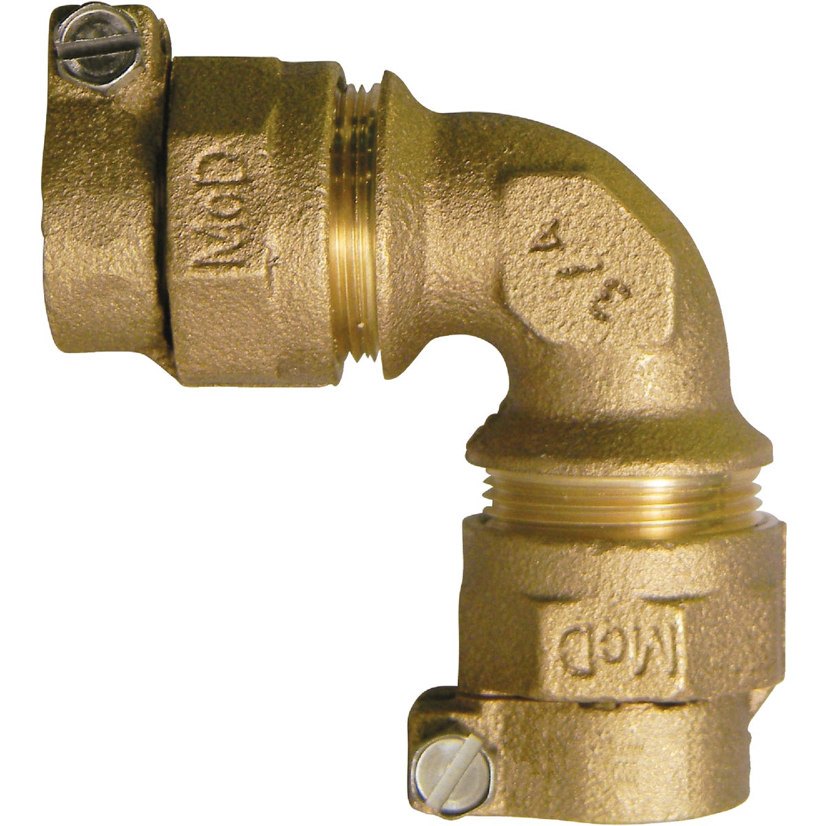 Anderson Metals 3/4 In. 90 Deg. Brass Elbow, CTS Polyethylene Pipe Connector (1/4 Bend) Image 1