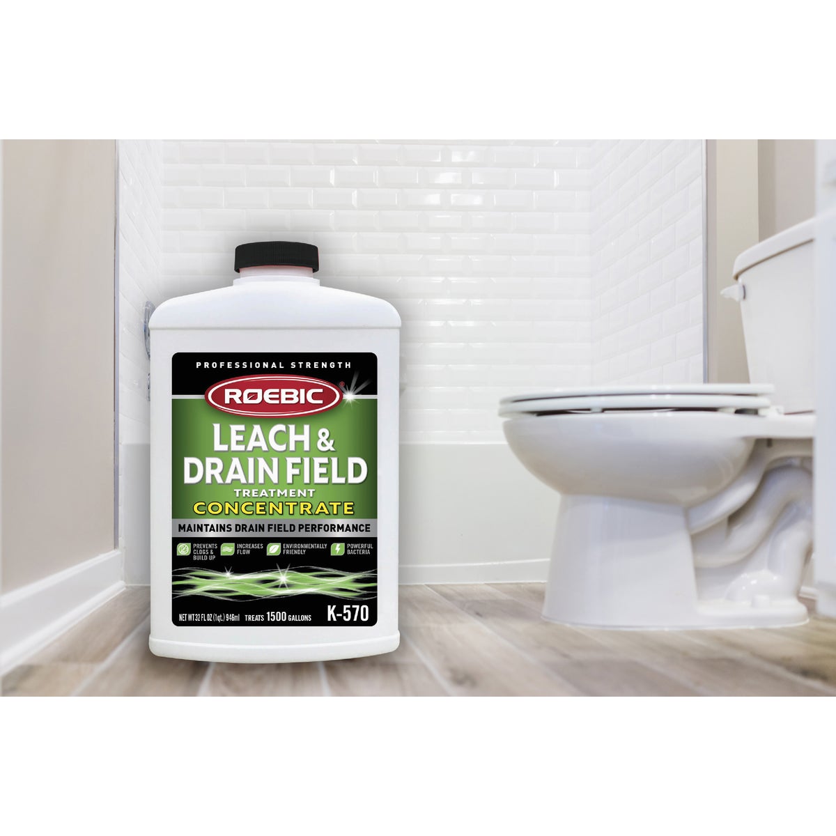Roebic K-570 1 Qt. Concentrate Septic Tank Treatment Leach and Drainfield Cleaner Image 2