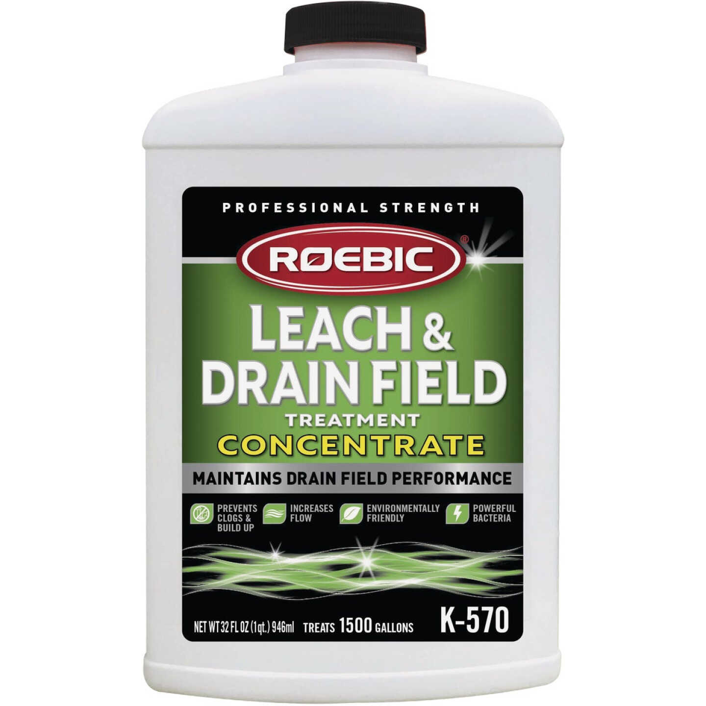 Roebic K-570 1 Qt. Concentrate Septic Tank Treatment Leach and Drainfield Cleaner Image 1