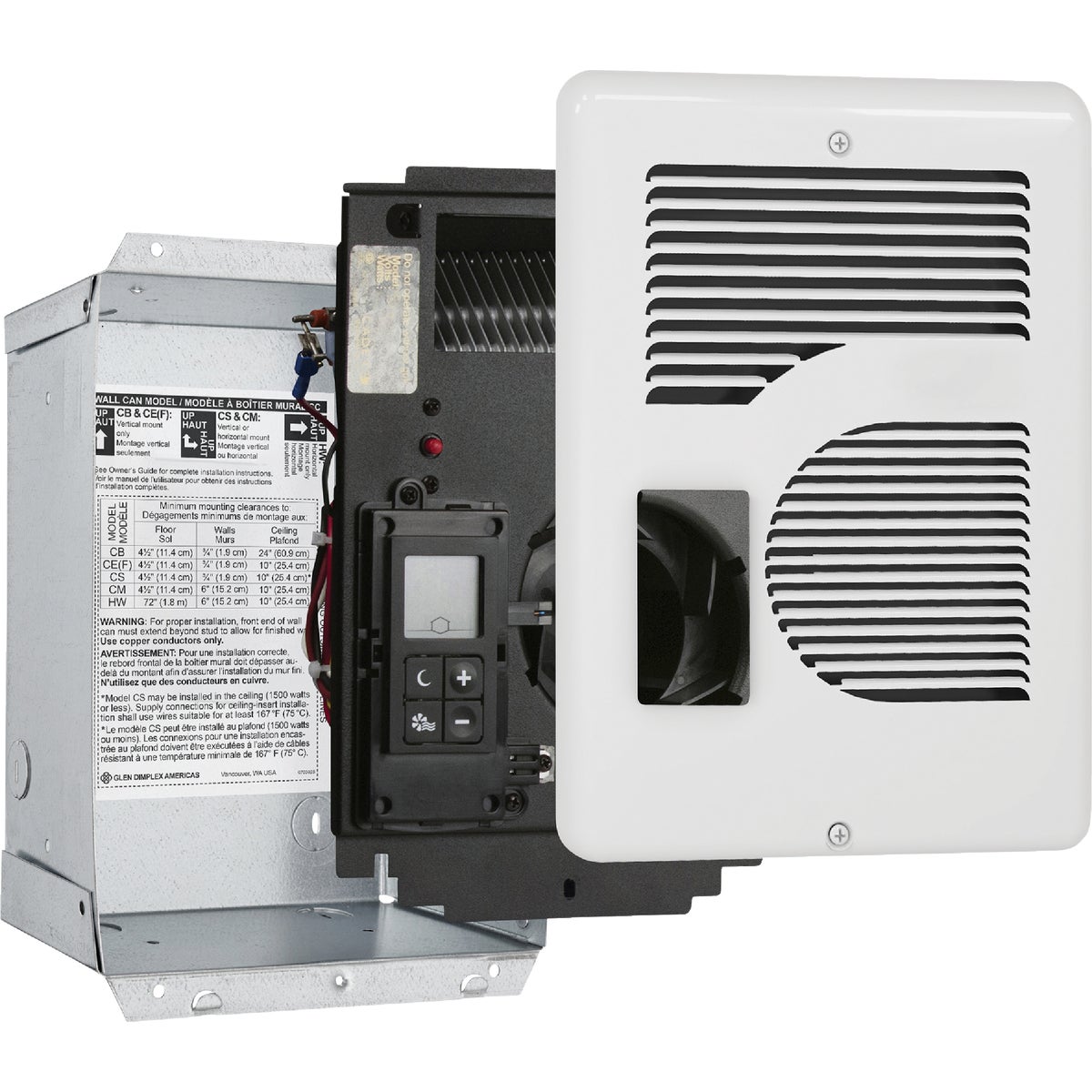 Cadet Energy Plus 1600W 240V Electric Fan-Forced Heater with Digital Thermostat, White Image 6