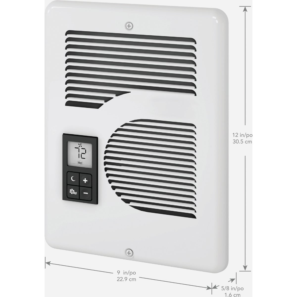 Cadet Energy Plus 1600W 240V Electric Fan-Forced Heater with Digital Thermostat, White Image 3