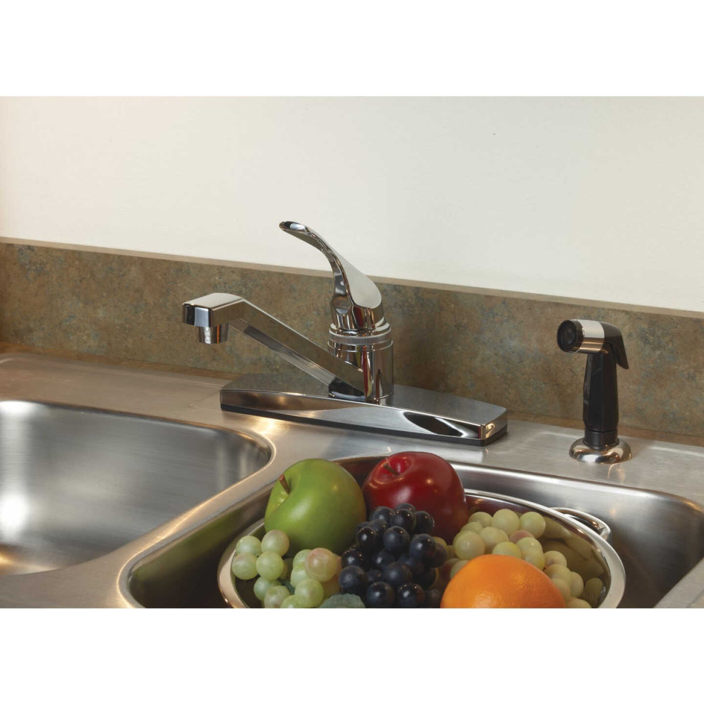 Home Impressions 1-Handle Lever Non-Metallic Kitchen Faucet with Chrome Spray, Chrome Image 2