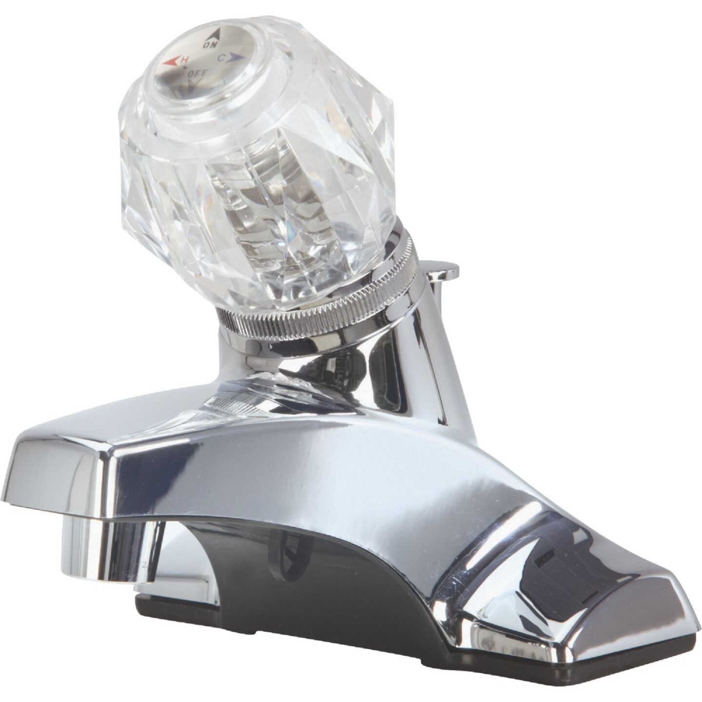 Home Impressions 1-Handle Knob 4 In. Centerset Non-Metallic Bathroom Faucet with Pop-Up, Chrome Image 1