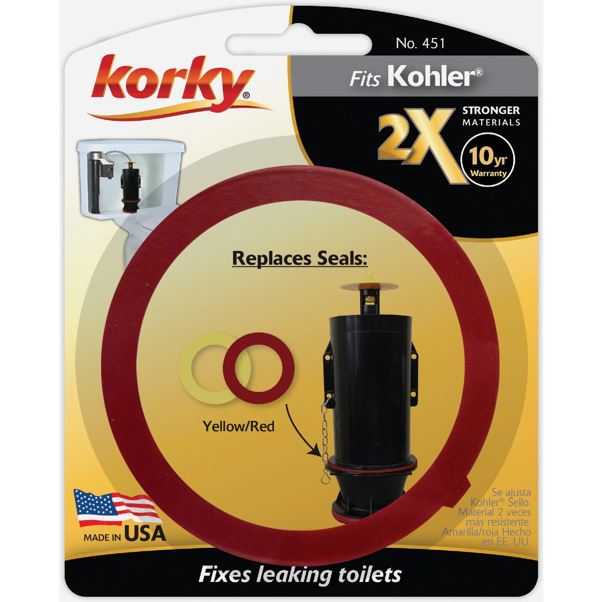 Korky 2X Long Life Toilet Flush Valve Seal Fits Kohler