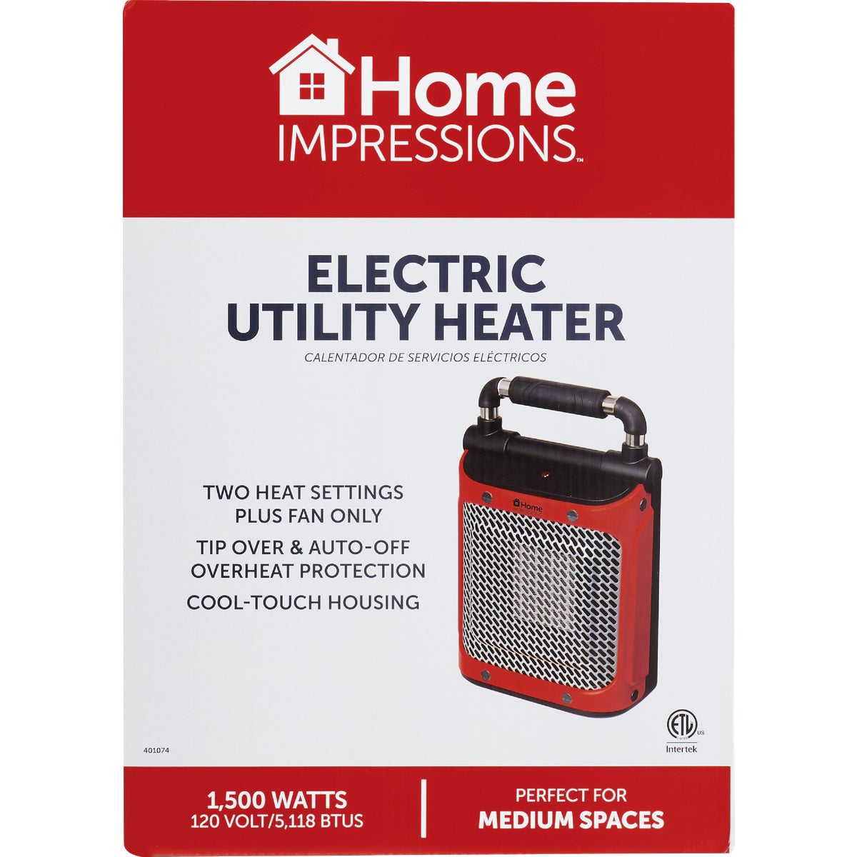 Home Impressions 1500W 120V Recirculating Utility Electric Space Heater Image 2